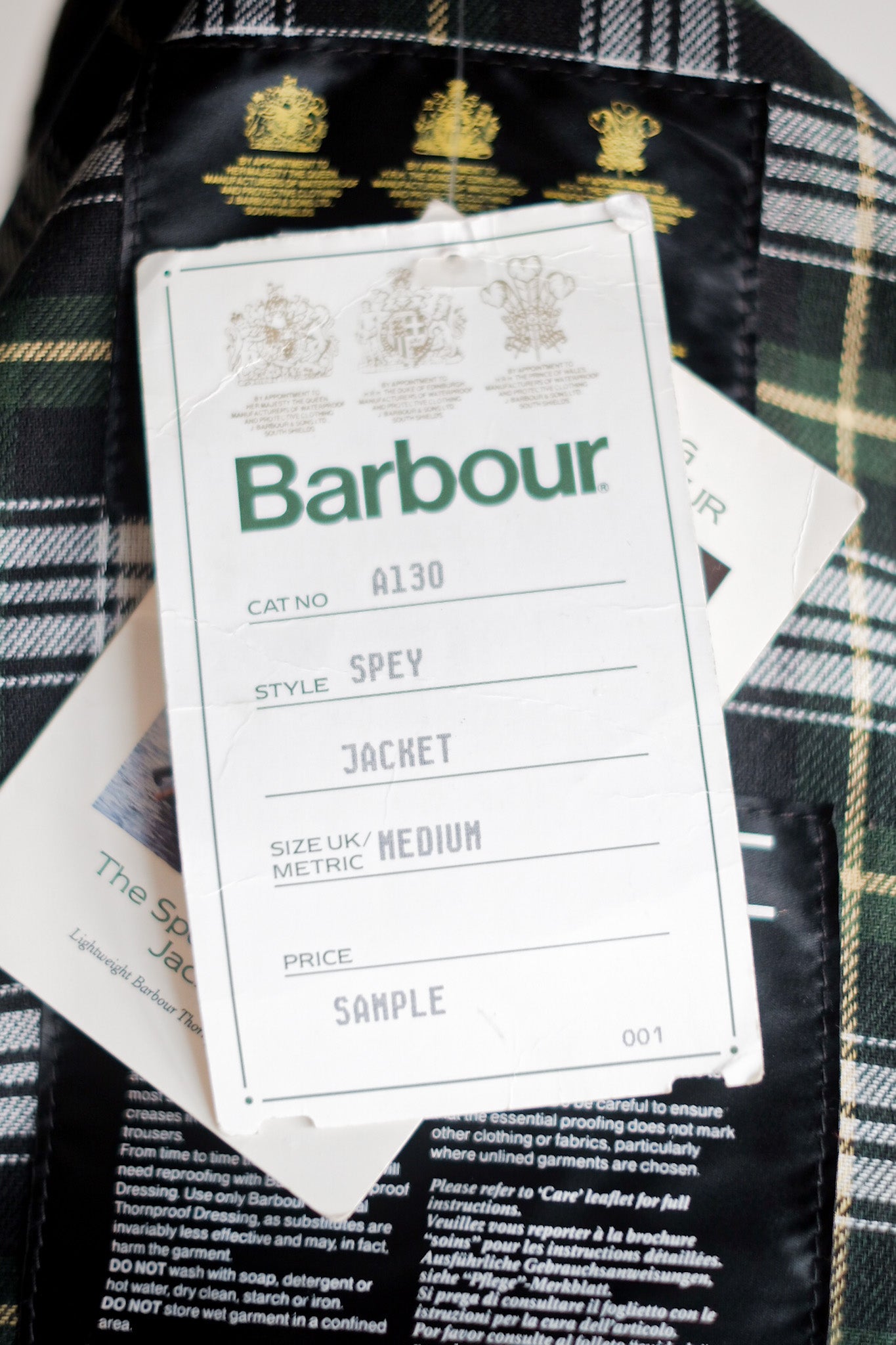 【~90's】Vintage Barbour "SPEY" 3 Crest Size.MEDIUM "Dead Stock"