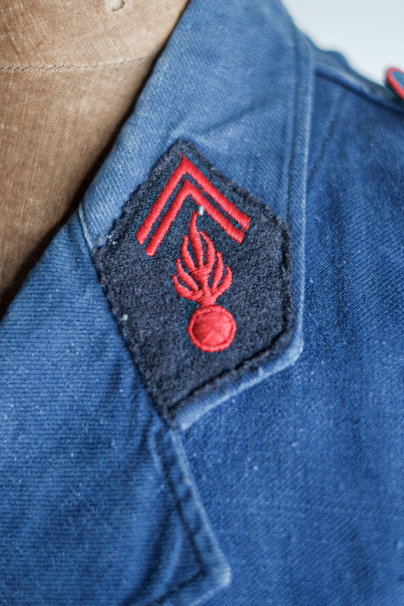 【~40's】French Vintage Indigo Metis Fireman Lapel Jacket