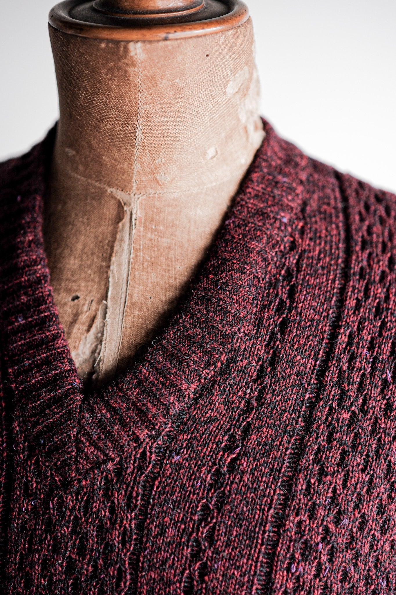 【~60's】French Vintage V-neck Wool Sweater "Dead Stock"
