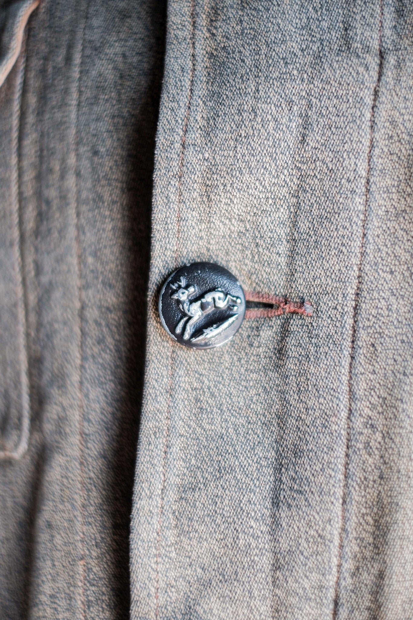 【~30's】French Vintage Brown Cotton Salt & Pepper Hunting Jacket