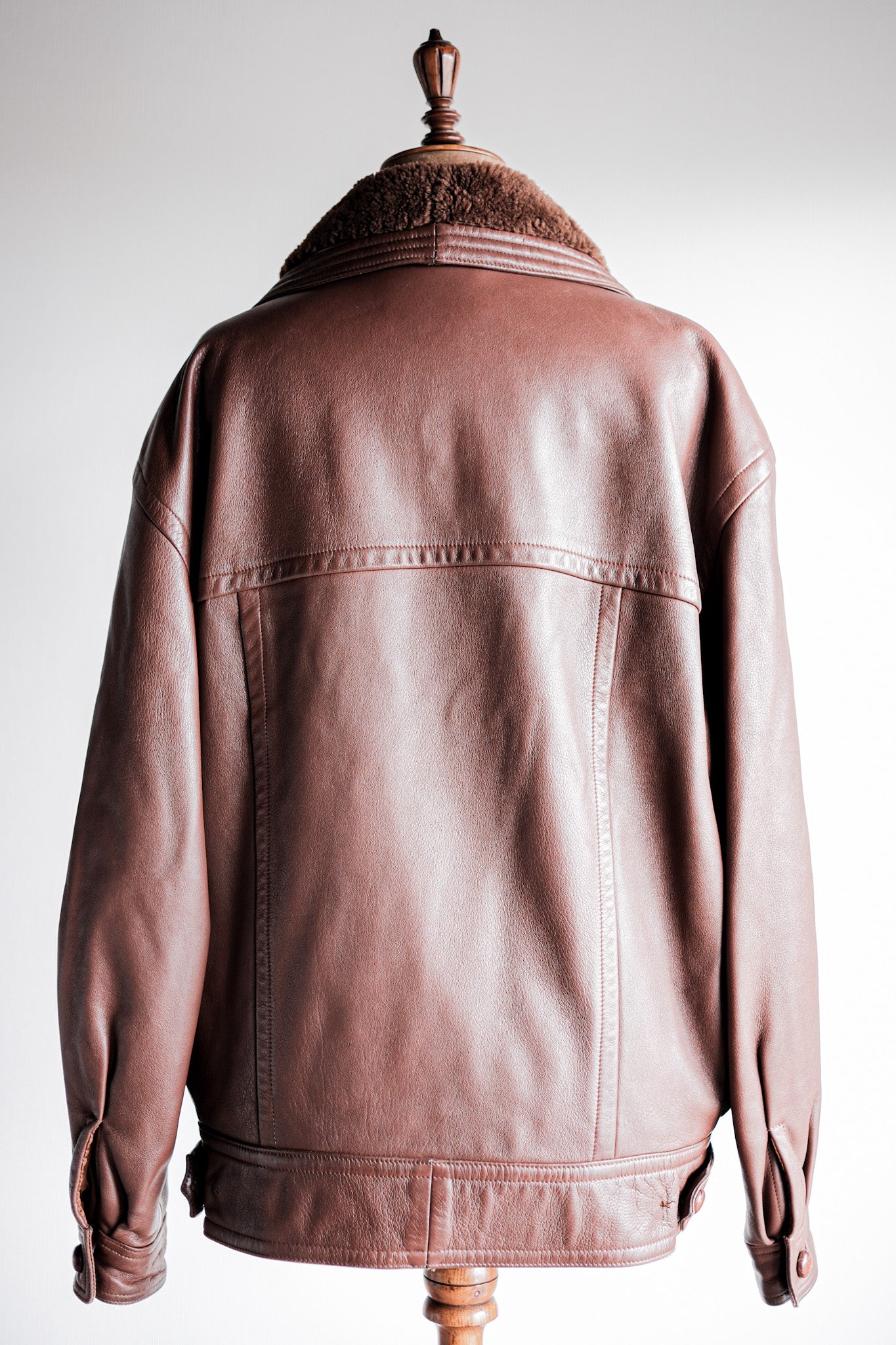 【~80's】Old Gucci Shawl Collar Leather Bomber Jacket Size.52