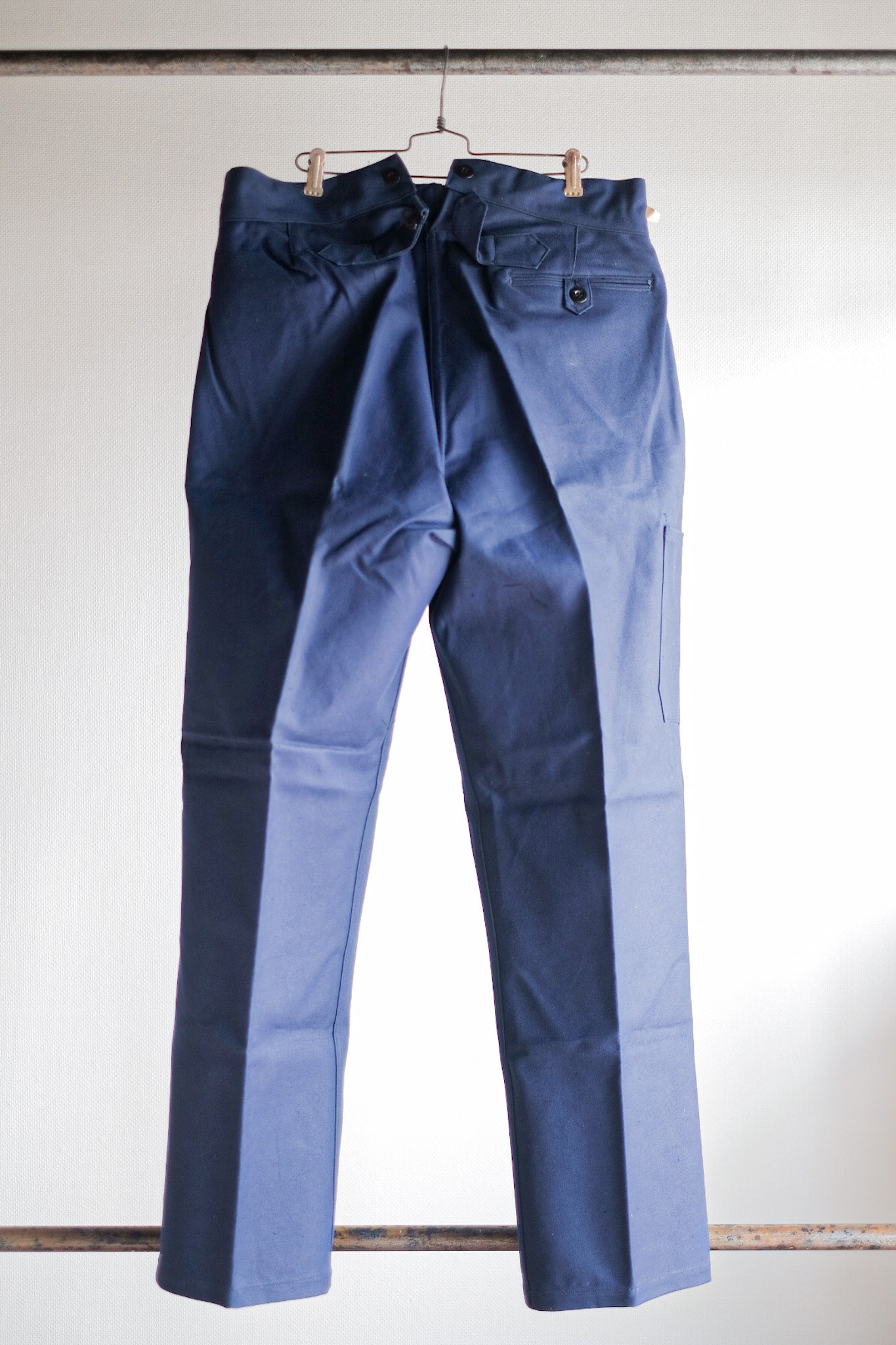 【~40's】French Vintage Blue Cotton Twill Work Pants "Dead Stock"