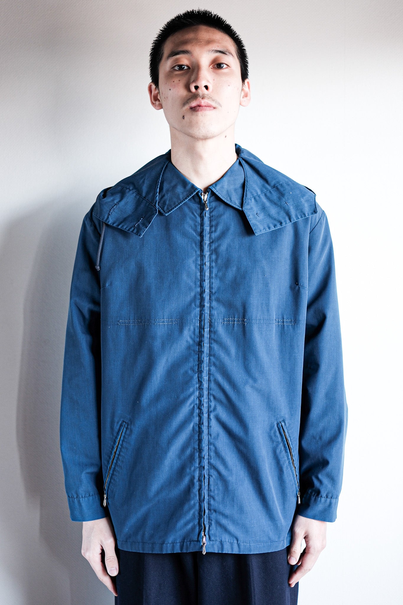 【~50's】German Vintage Blue Cotton × Polyester Hooded Jacket