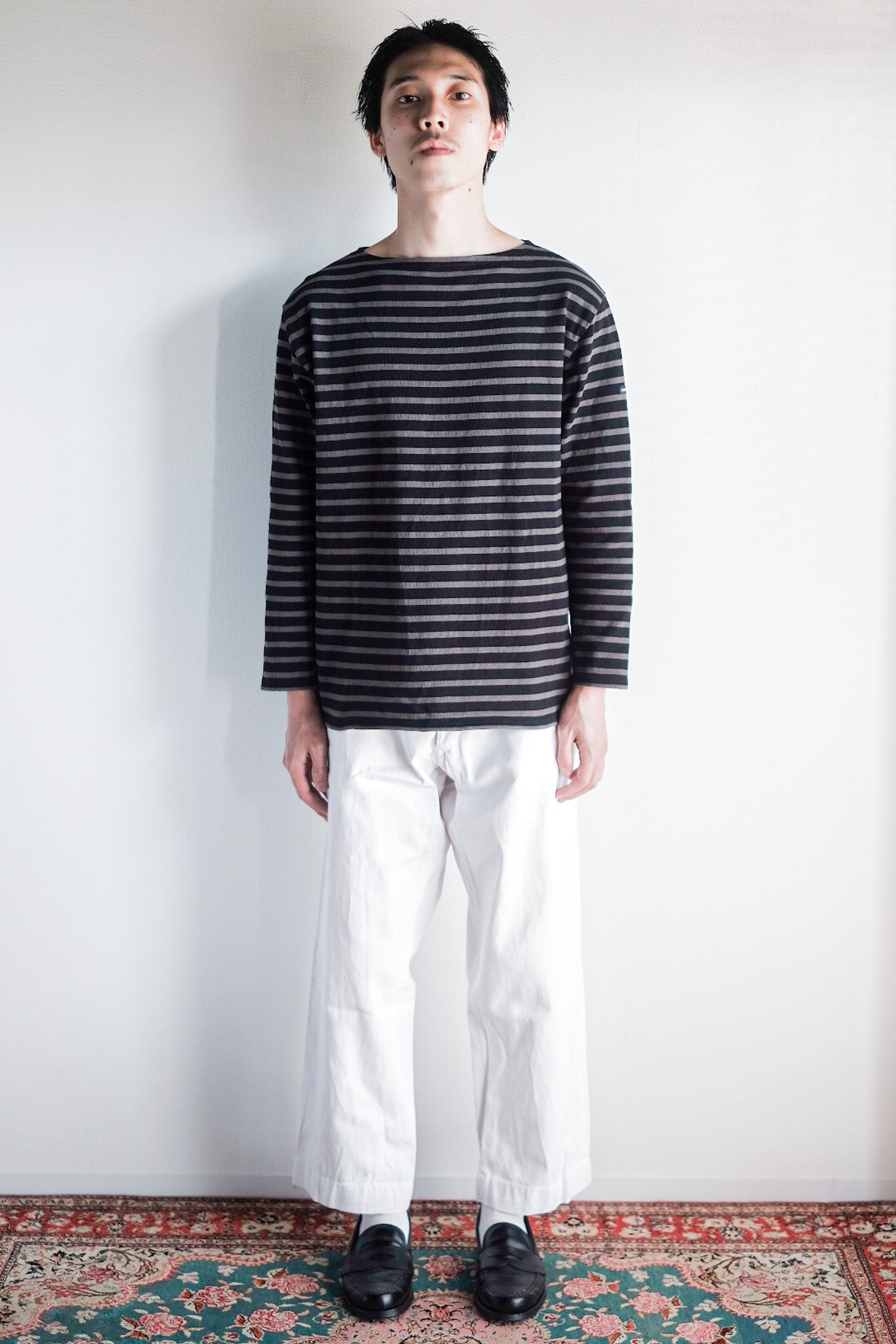 【~30's】French Navy White Cotton Trousers