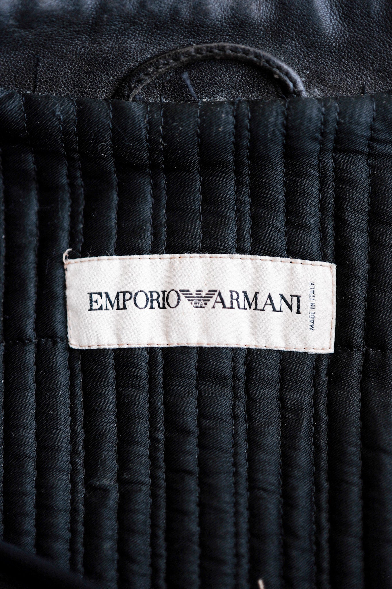 【~90's】Old EMPORIO ARMANI Stand Collar Leather Jacket Size.48