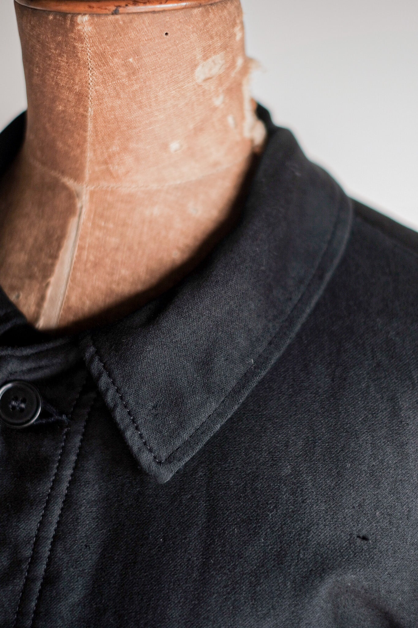 【~50's】French Vintage Black Moleskin Work Jacket "Adolphe Lafont" "Dead Stock"
