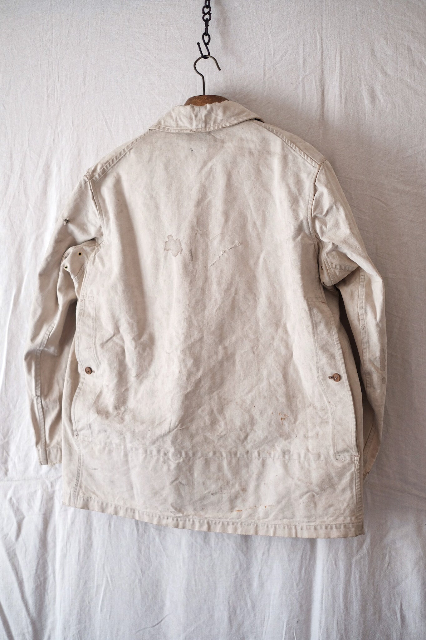 【~40's】French Vintage White Cotton Hunting Jacket