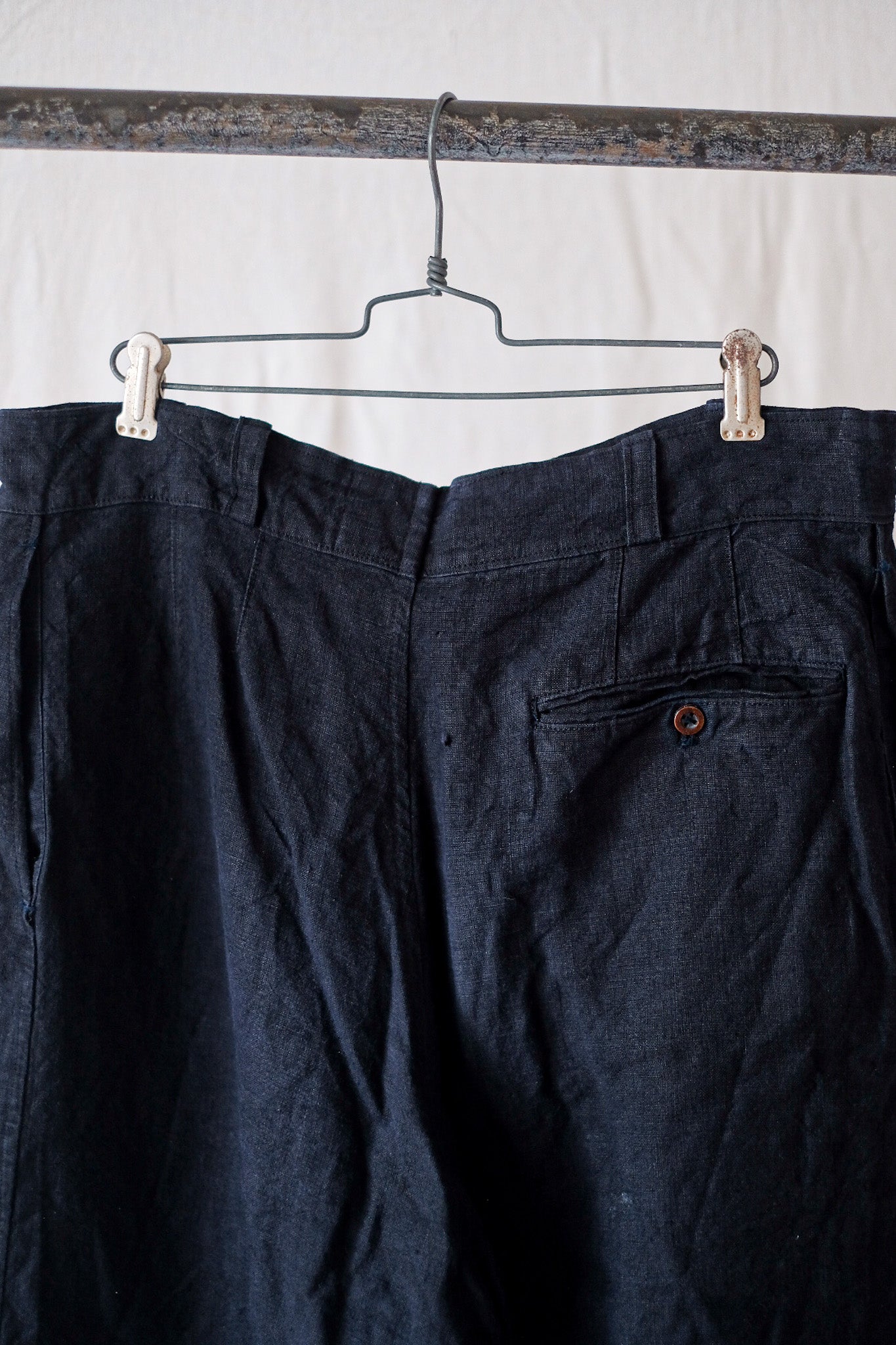 【~40's】French Vintage Indigo Linen Work Shorts