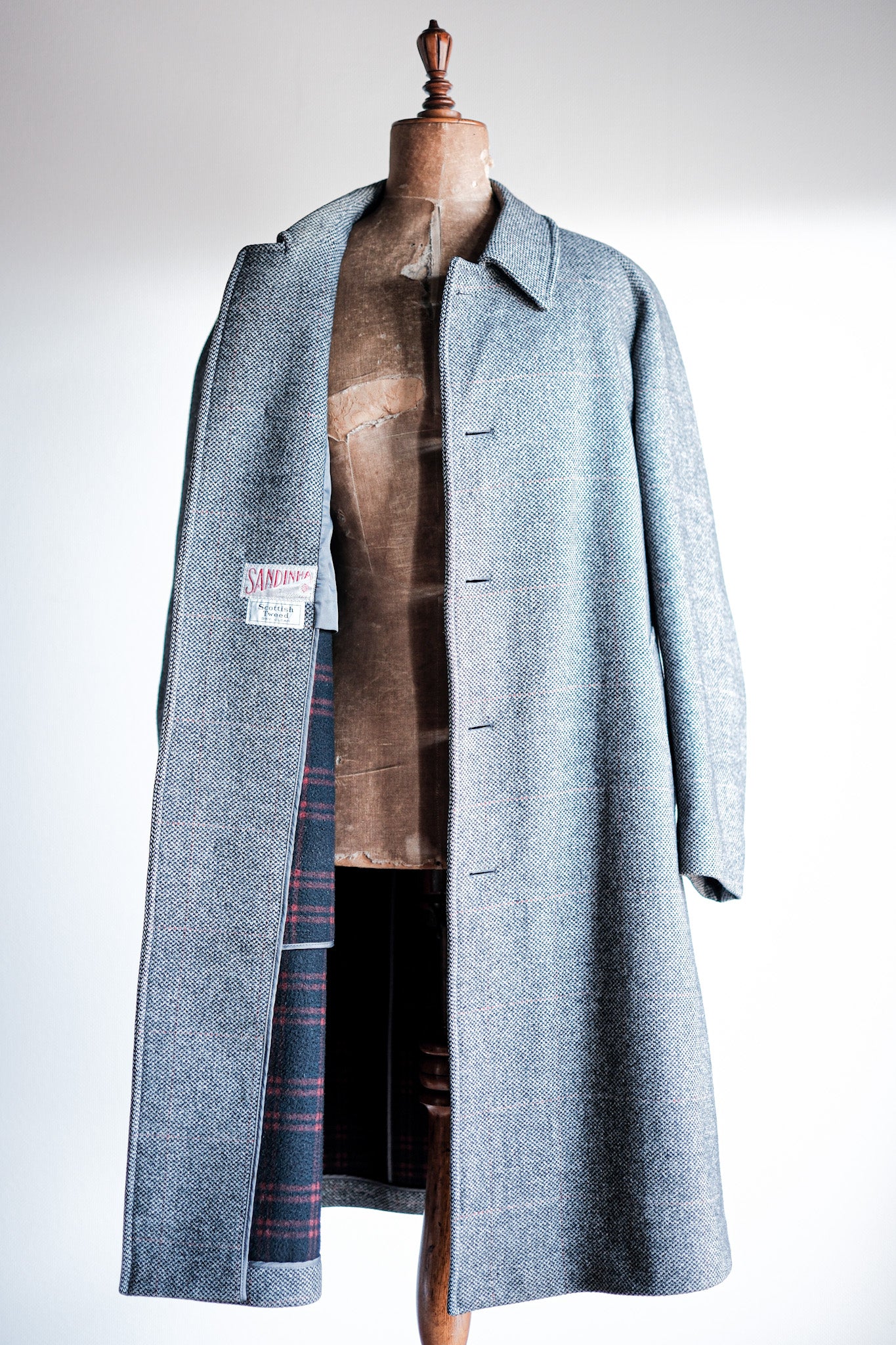 【~70's】Vintage Aquascutum Single Raglan Balmacaan Coat "SCOTTISH TWEED"