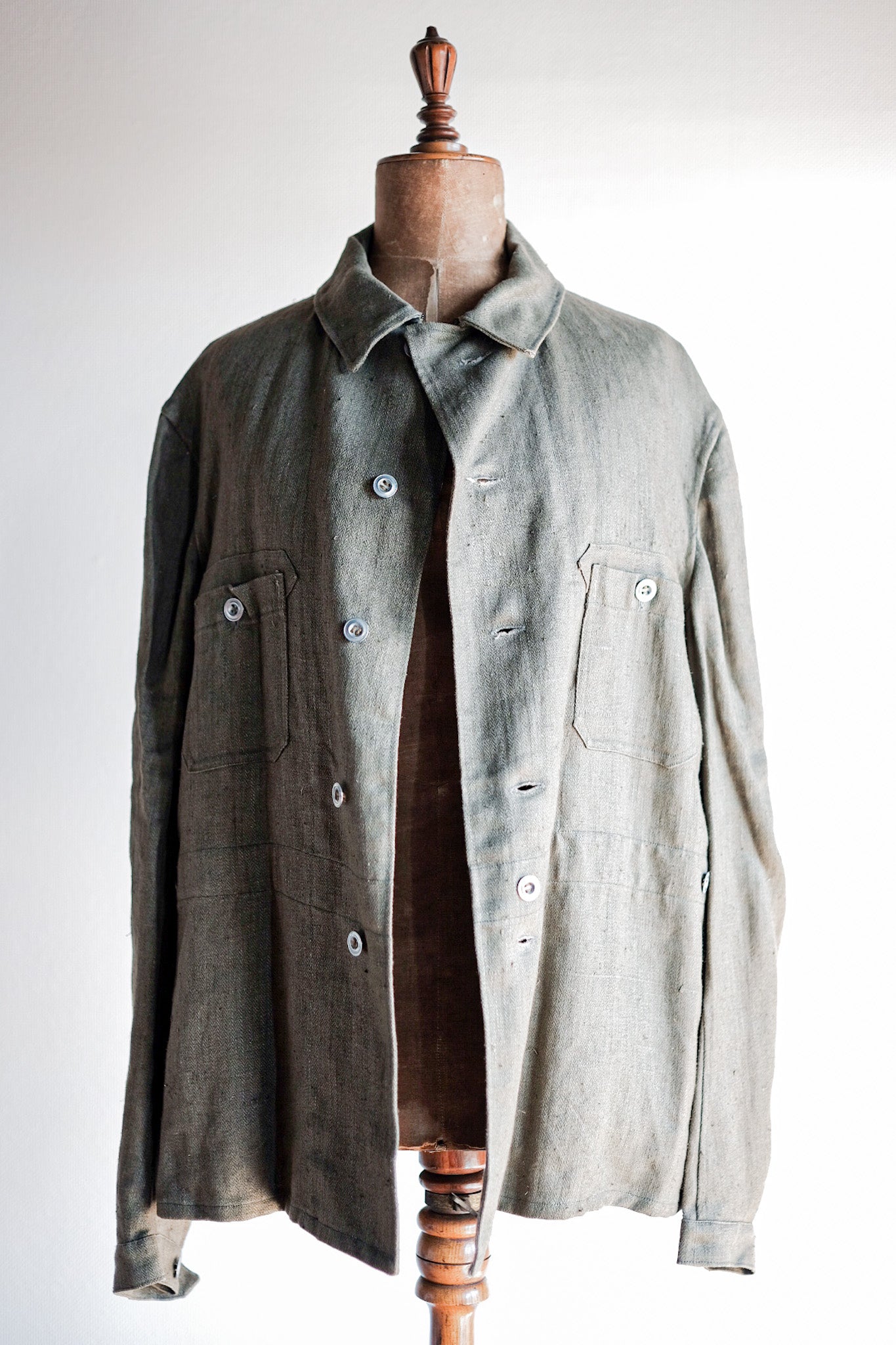 【~30's】German Air Force Green Linen HBT Jacket "Luftwaffe" "Dead Stock"