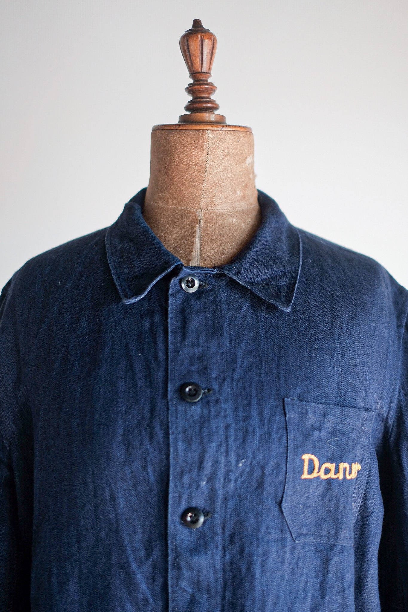 【~40's】French Vintage Indigo HBT Linen Work Jacket