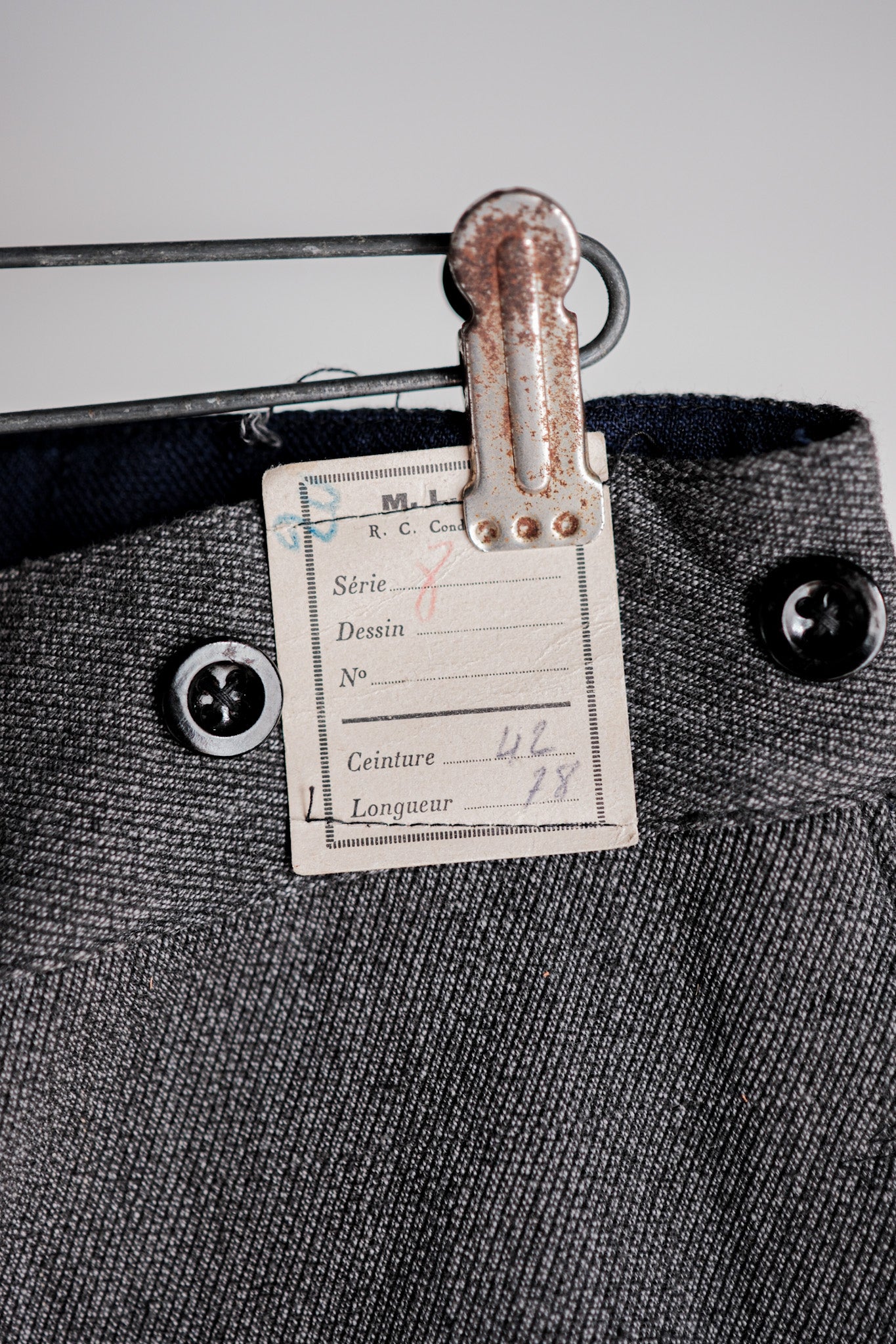 【~30's】French Vintage Salt & Pepper Cotton Twill Work Pants "Dead Stock"