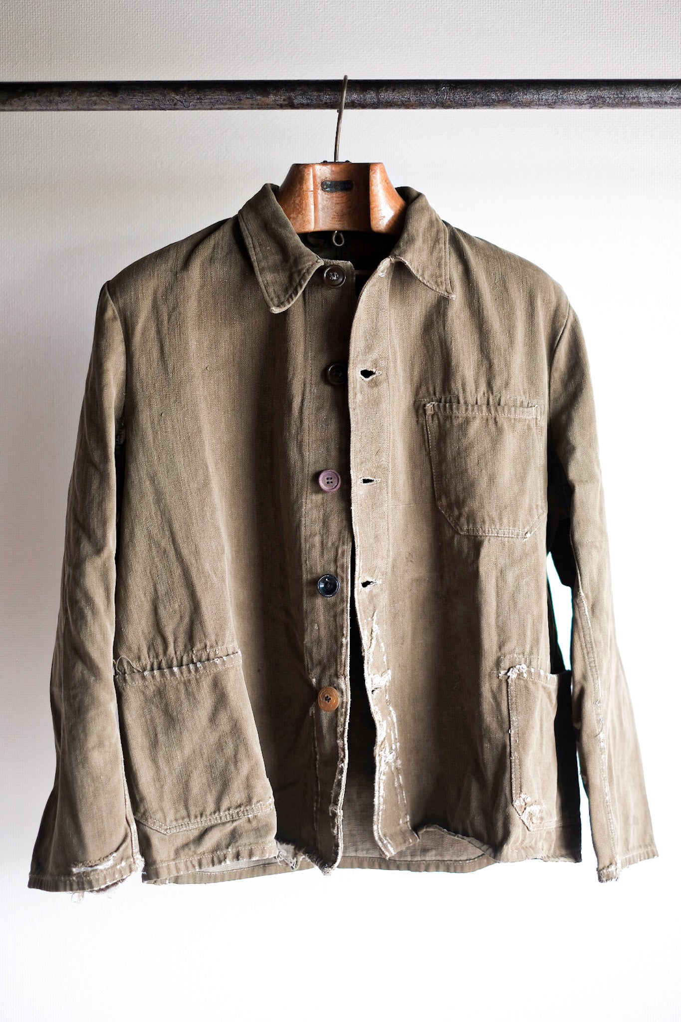 【~30's】German Vintage Green Cotton Work Jacket
