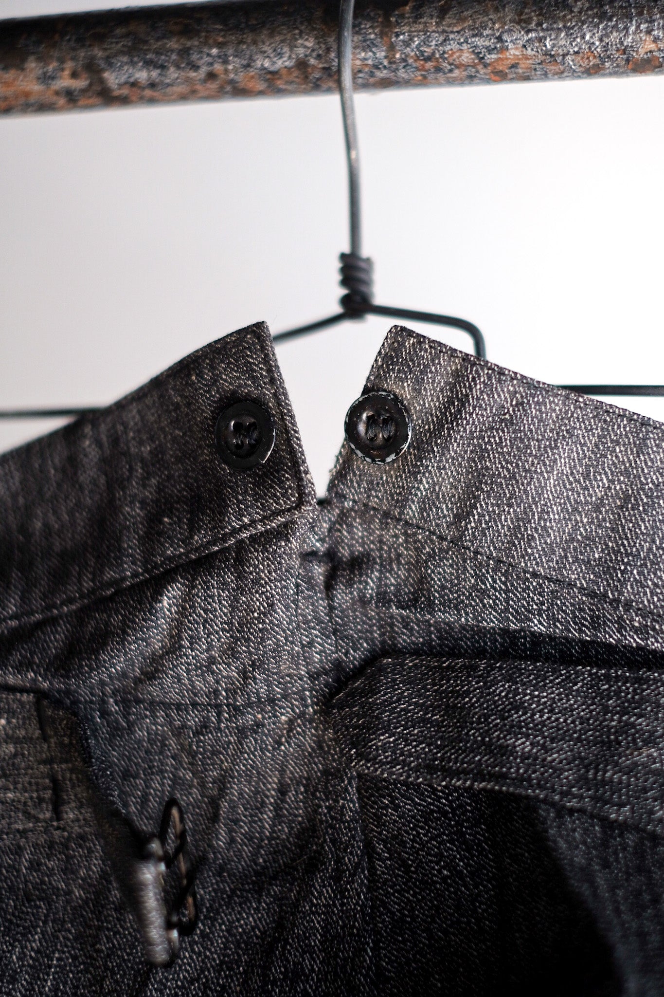 【~30's】French Vintage Black Chambray Work Pants "Dead Stock"