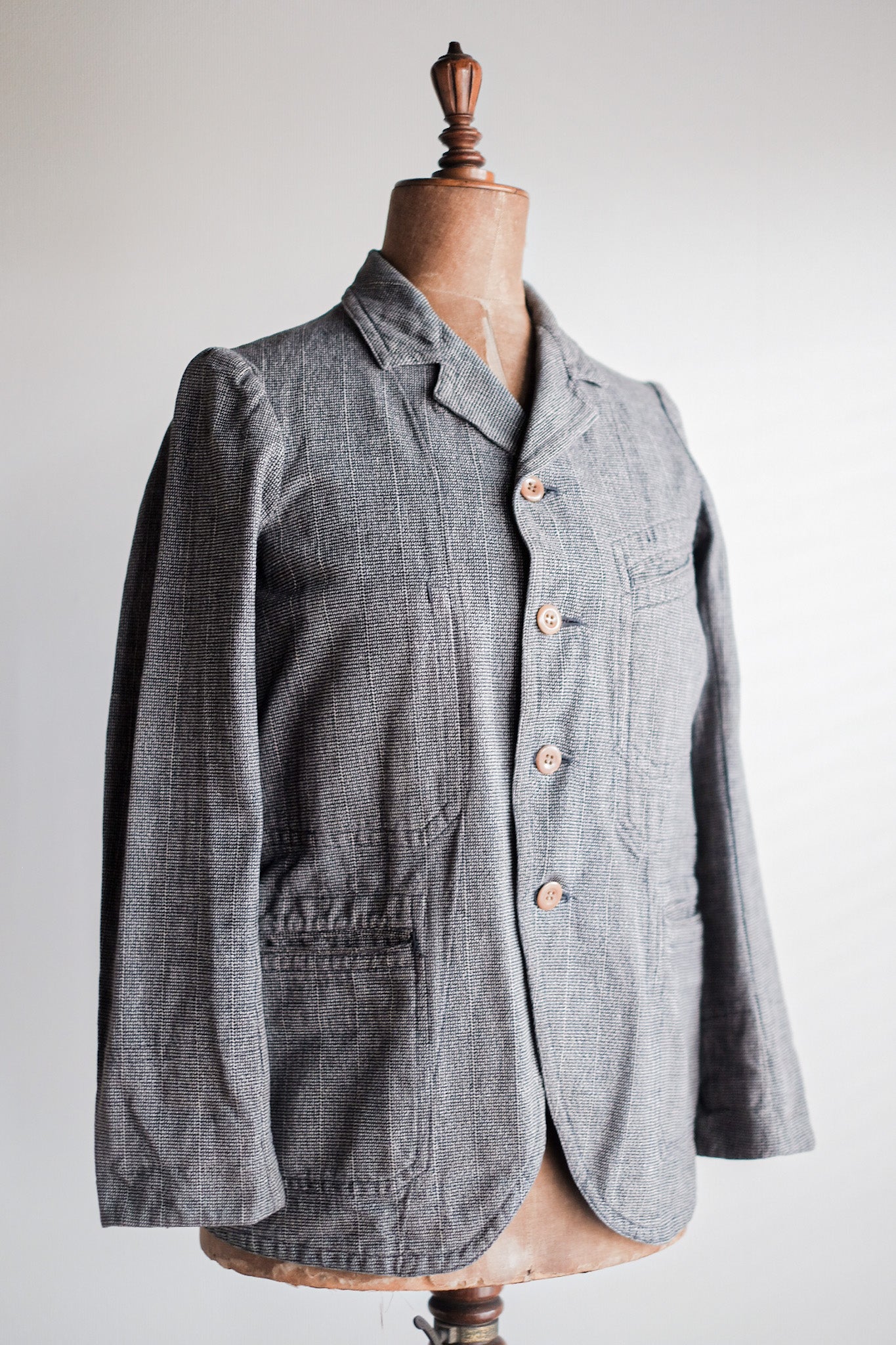 【~30's】French Vintage Cotton Checked Sack Jacket