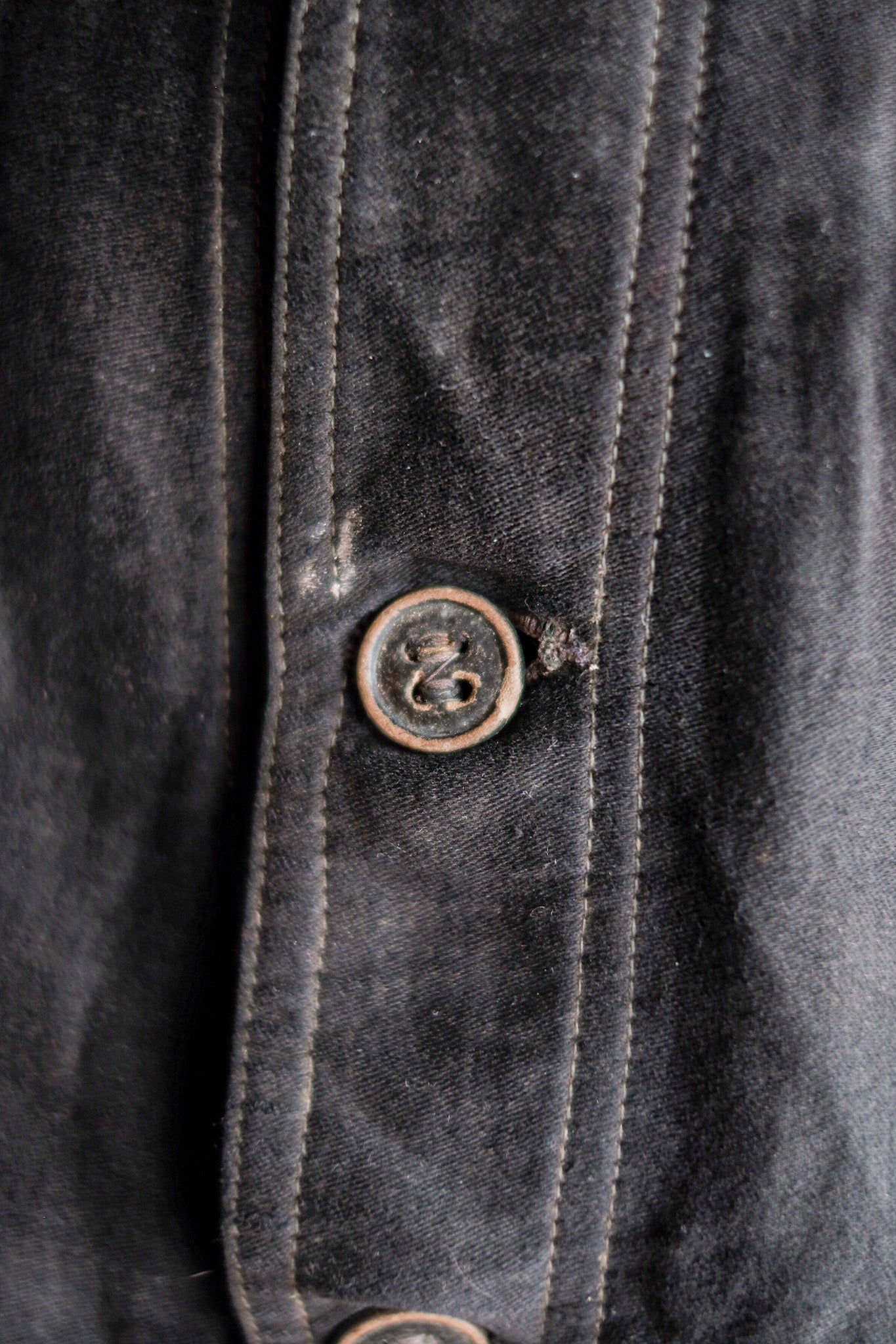 【~20's】French Vintage Black Moleskin Work Jacket "6 Buttons"