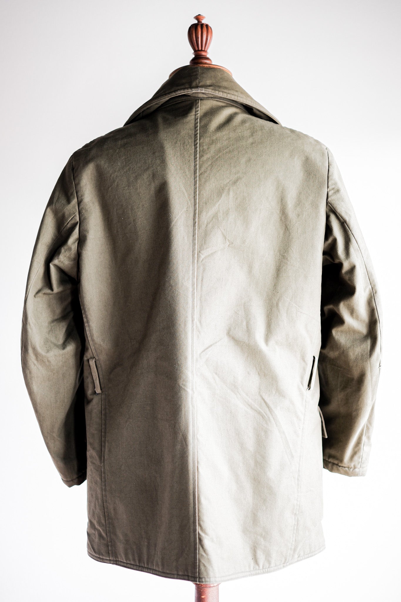 【~40's】French Vintage Shawl Collar Green Cotton Canvas Mackinaw Coat