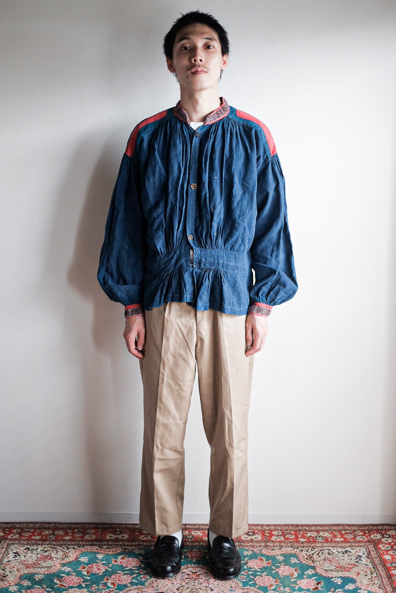 【Late 19th C】French Antique Indigo Linen Fireman Bourgeron Jacket