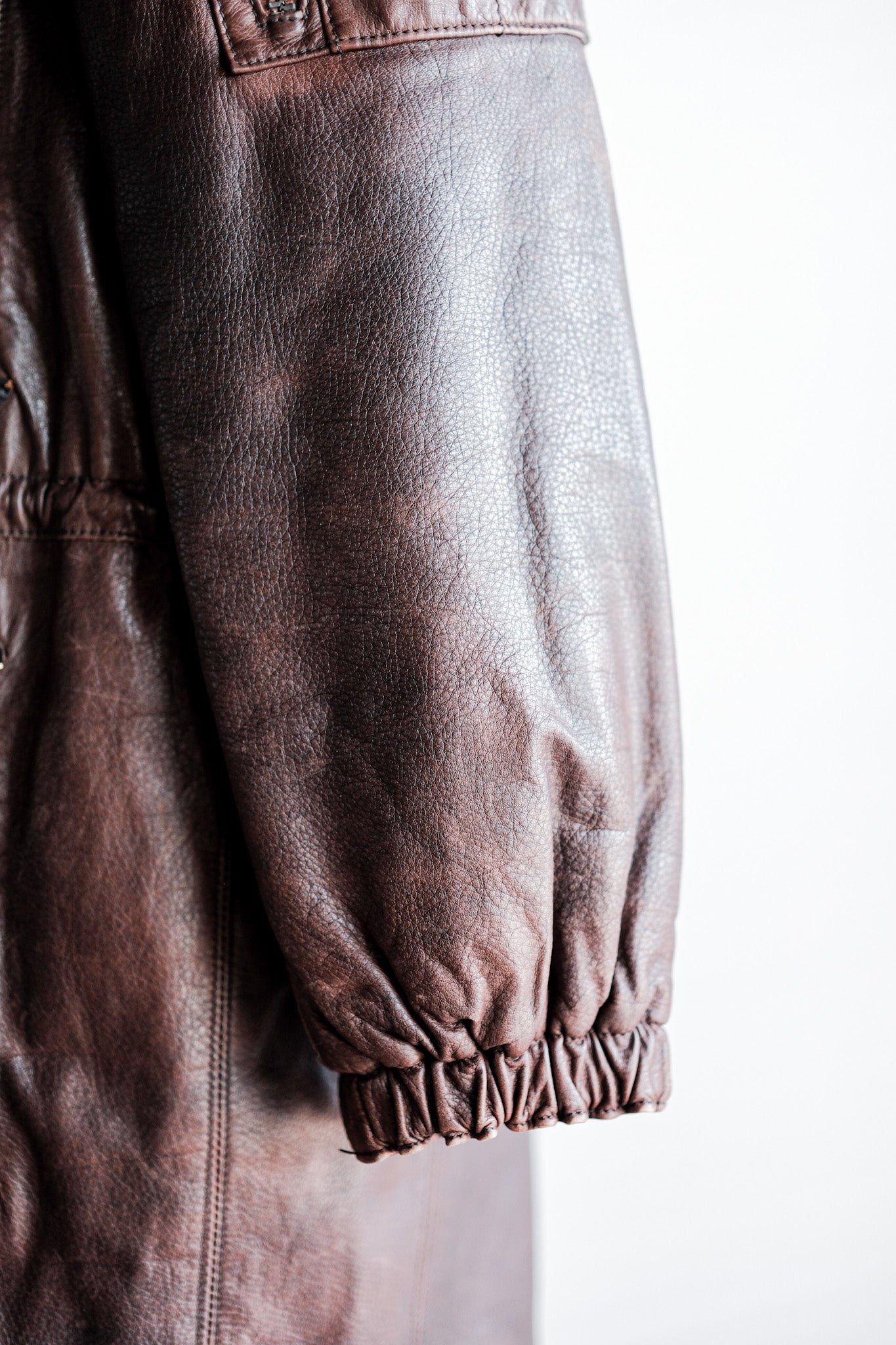 【~80's】Old GIORGIO ARMANI Aviator Style Leather Coat Size.48