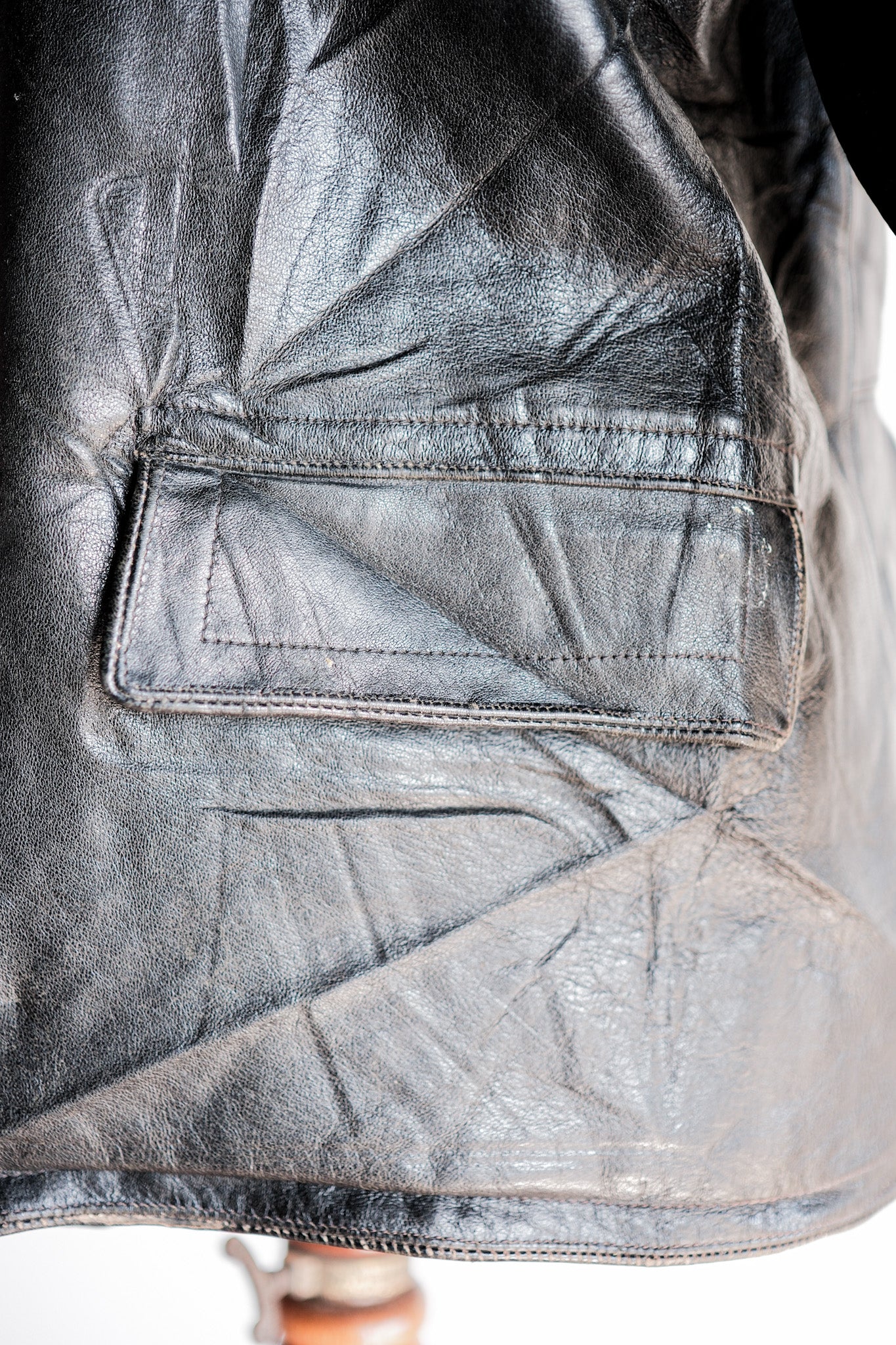 【~40's】Swedish Vintage Double Breasted Leather Jacket