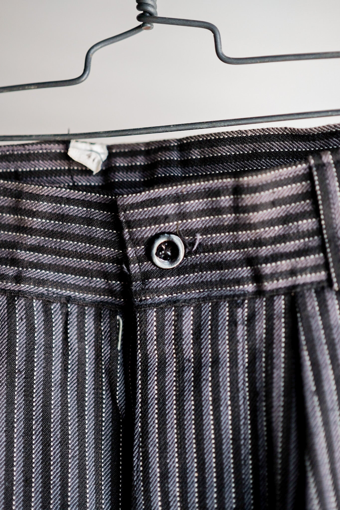 【~40's】French Vintage Cotton Striped Work Pants "Dead Stock"