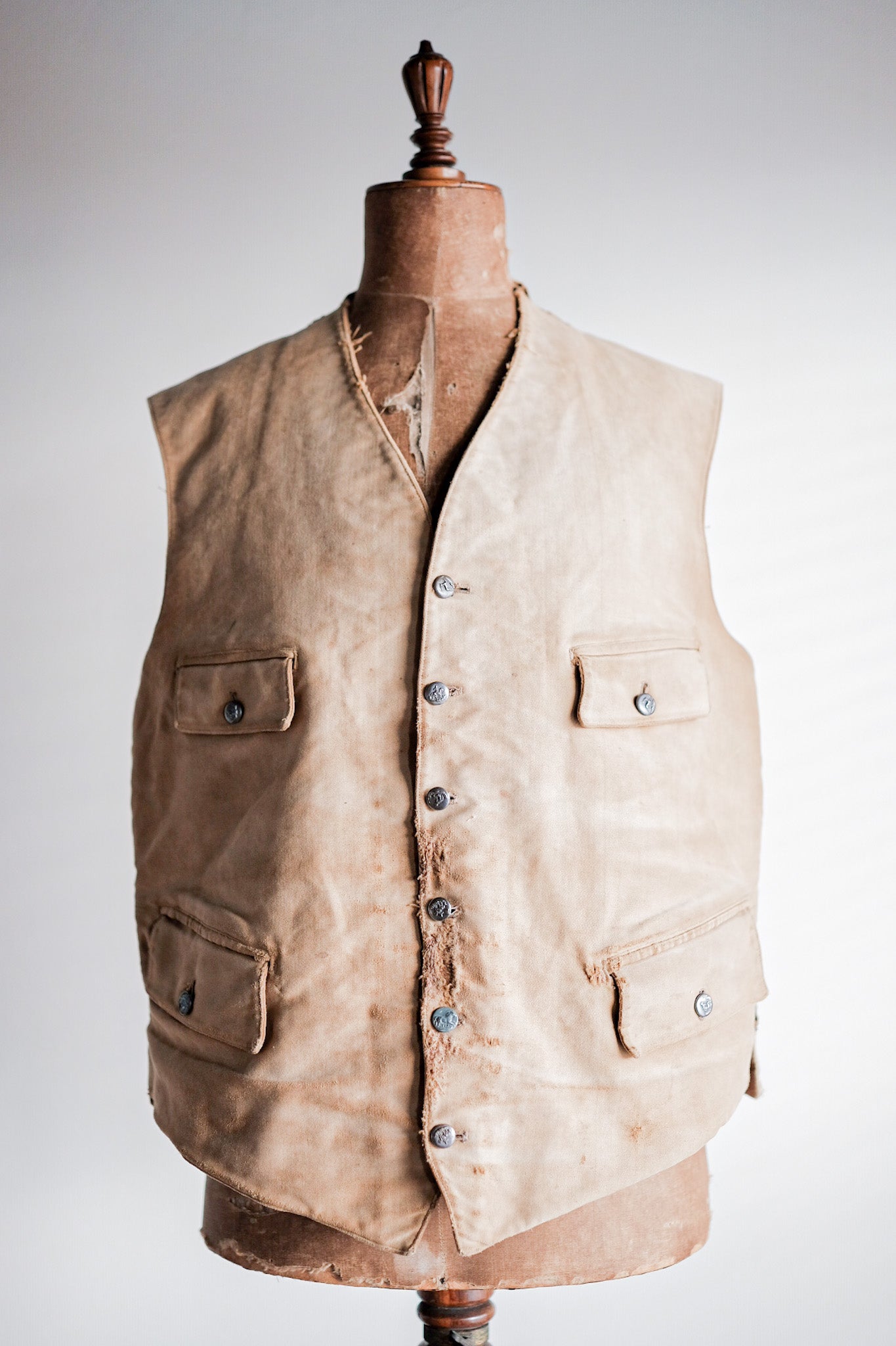 【~30's】French Vintage Moleskin Hunting Gilet