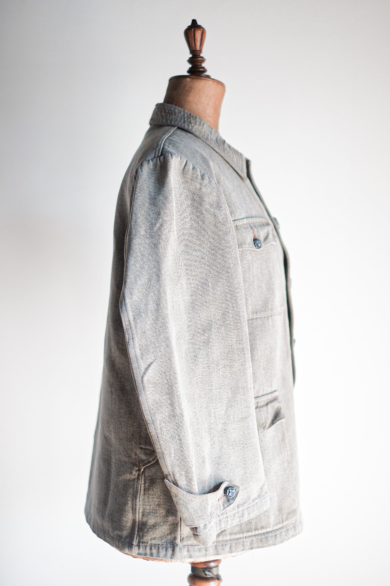 【~30's】French Vintage Brown Cotton Salt & Pepper Hunting Jacket