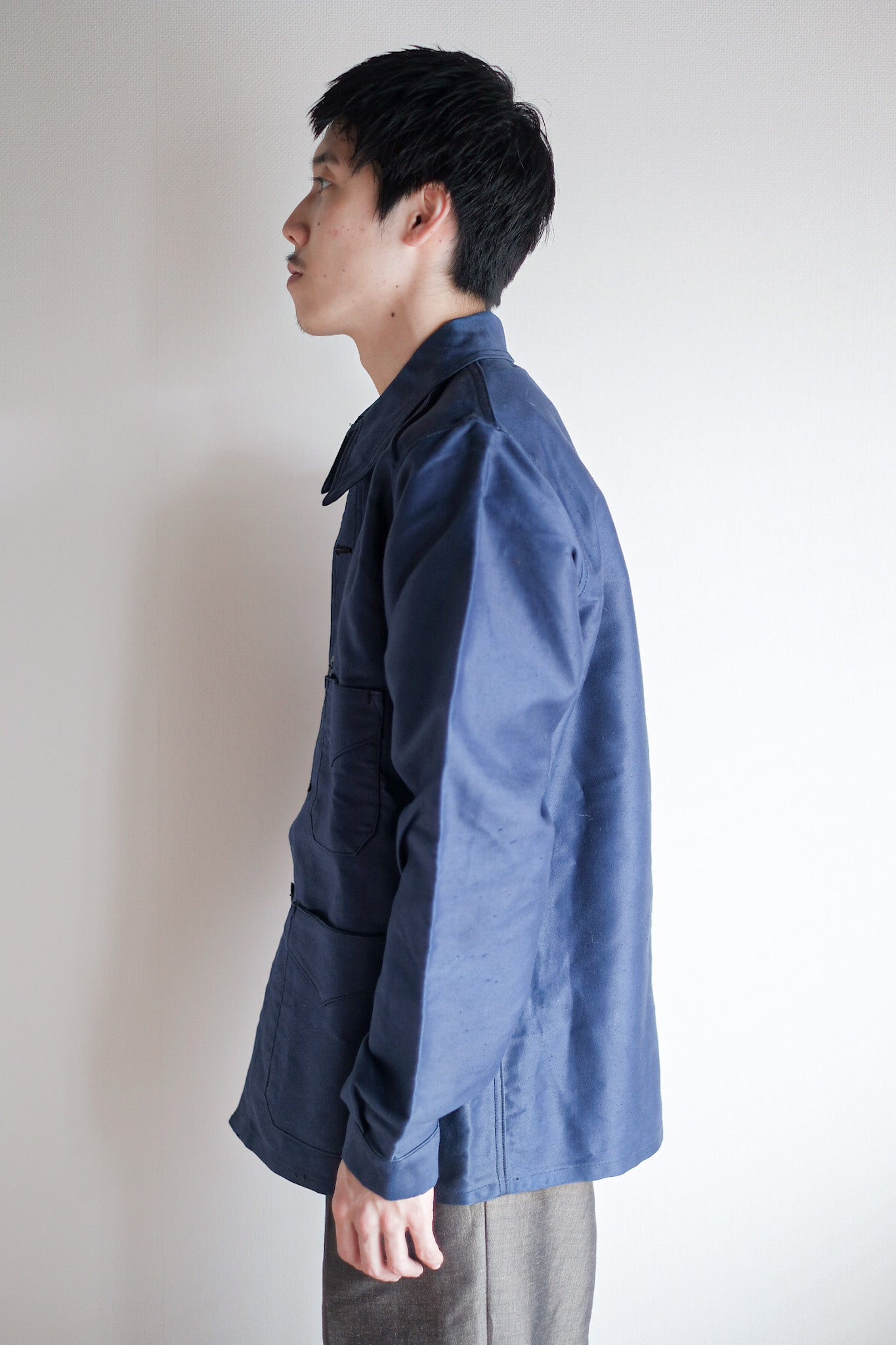【~40's】French Vintage Blue Moleskin Work Jacket "Dead Stock"