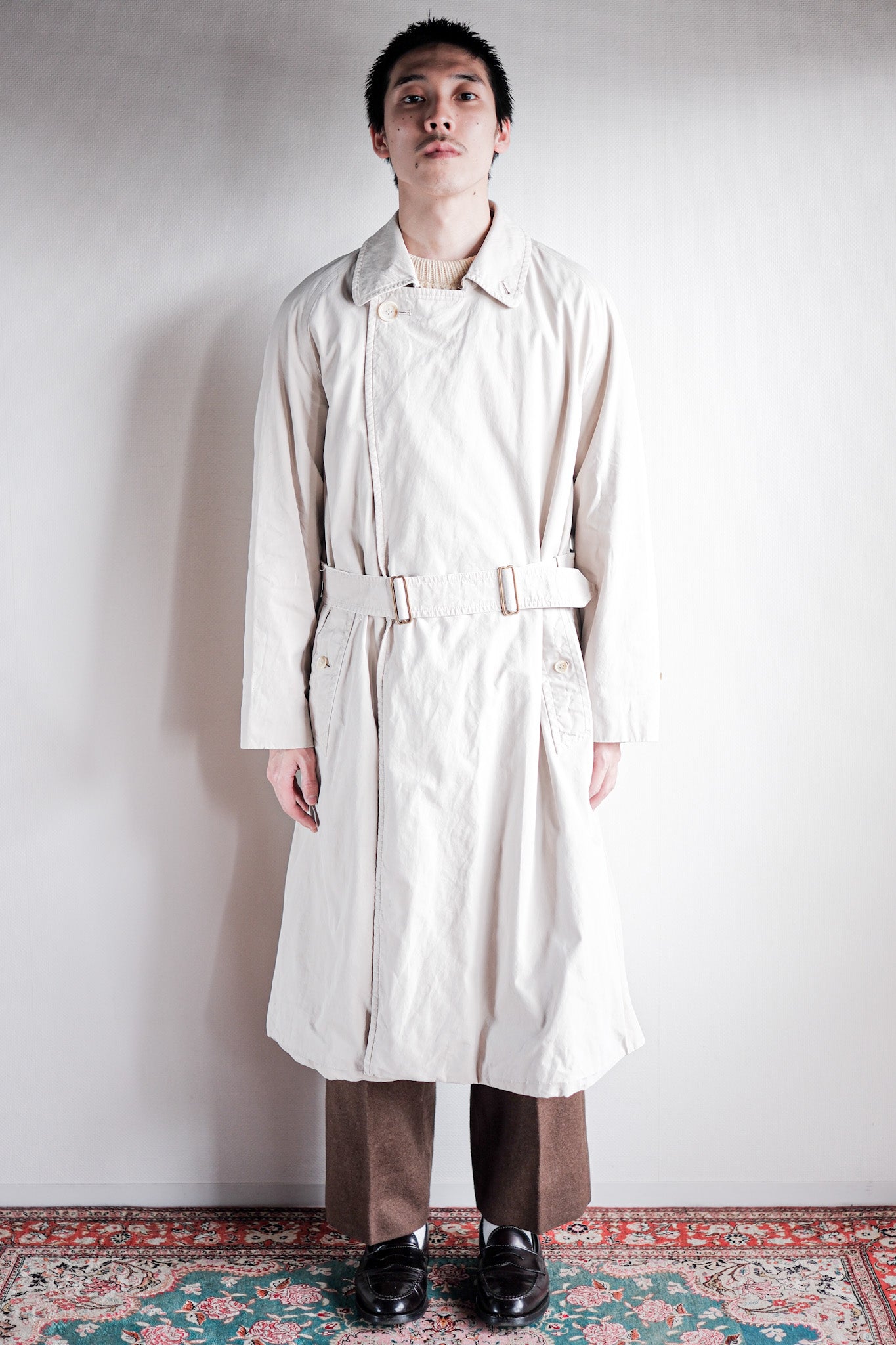 【~80's】Vintage Burberry's Single Raglan Tielocken Coat C100 Size.46REG