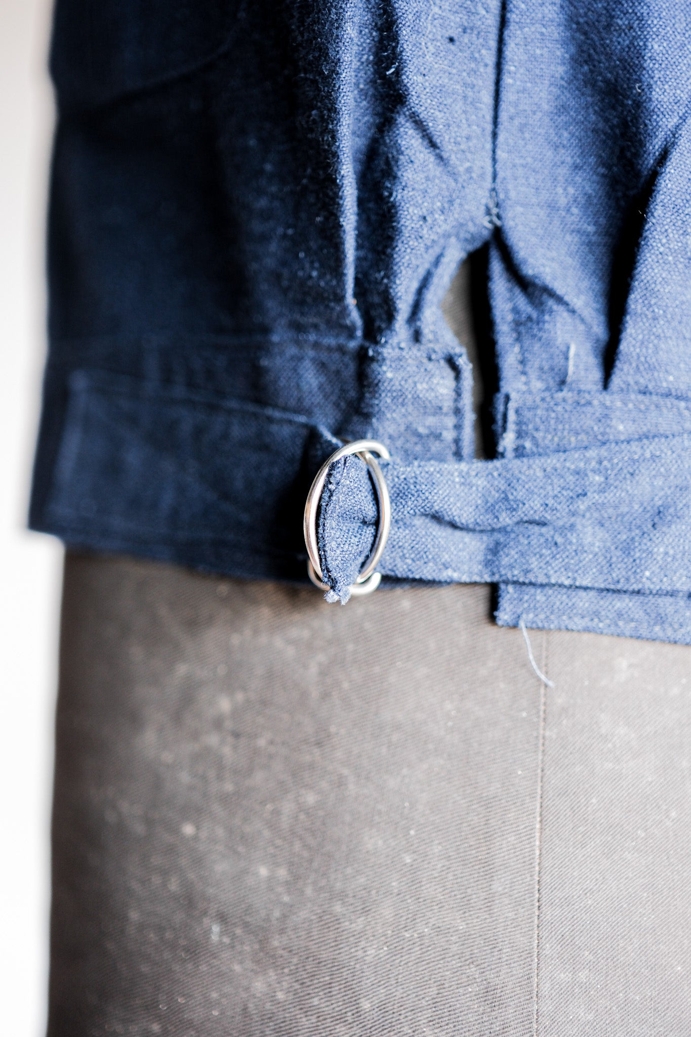 【~40’s】French Vintage Indigo Hemp Linen Cyclist Jacket