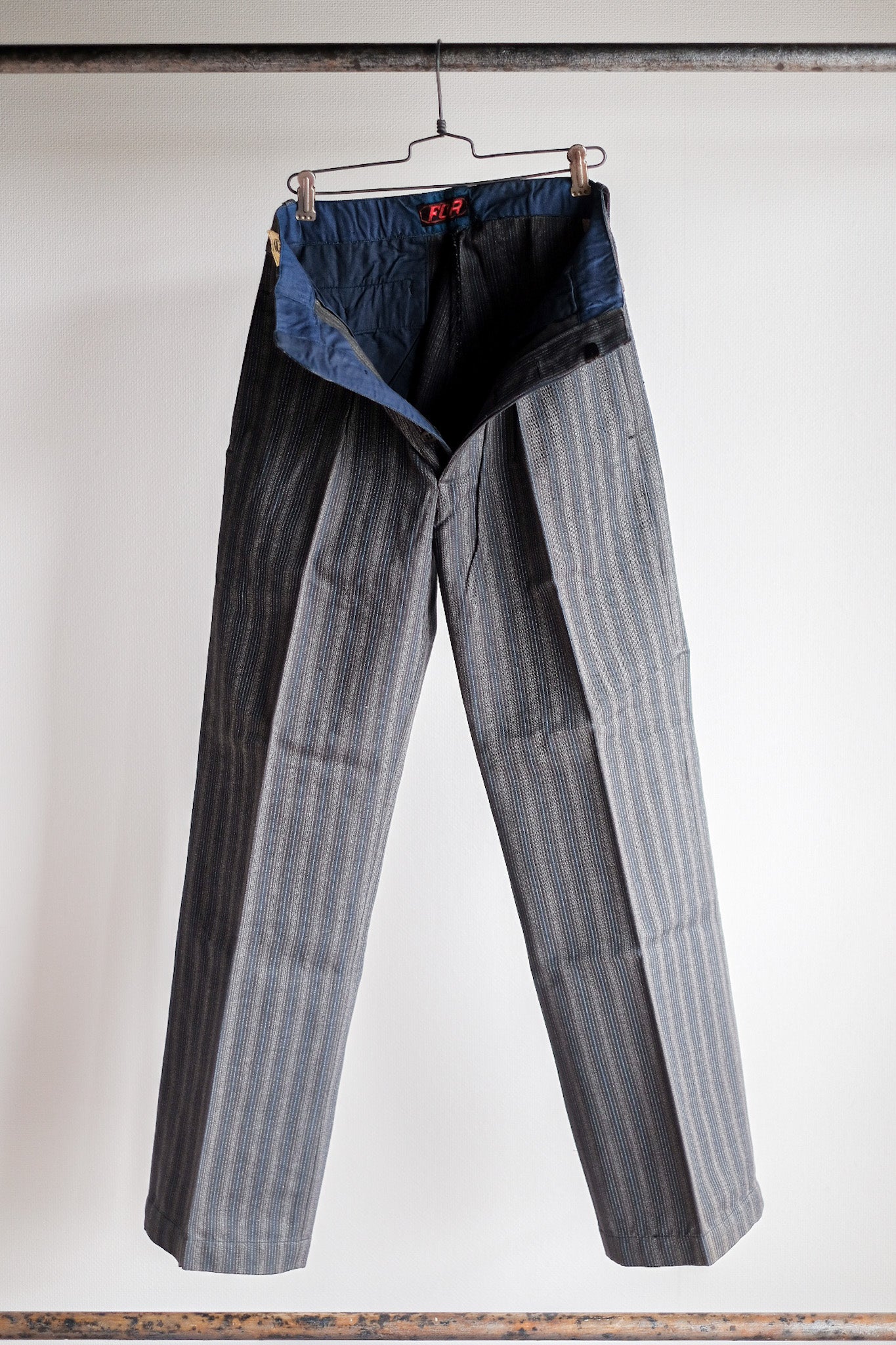 【~40's】French Vintage Cotton Striped Work Pants "Dead Stock"