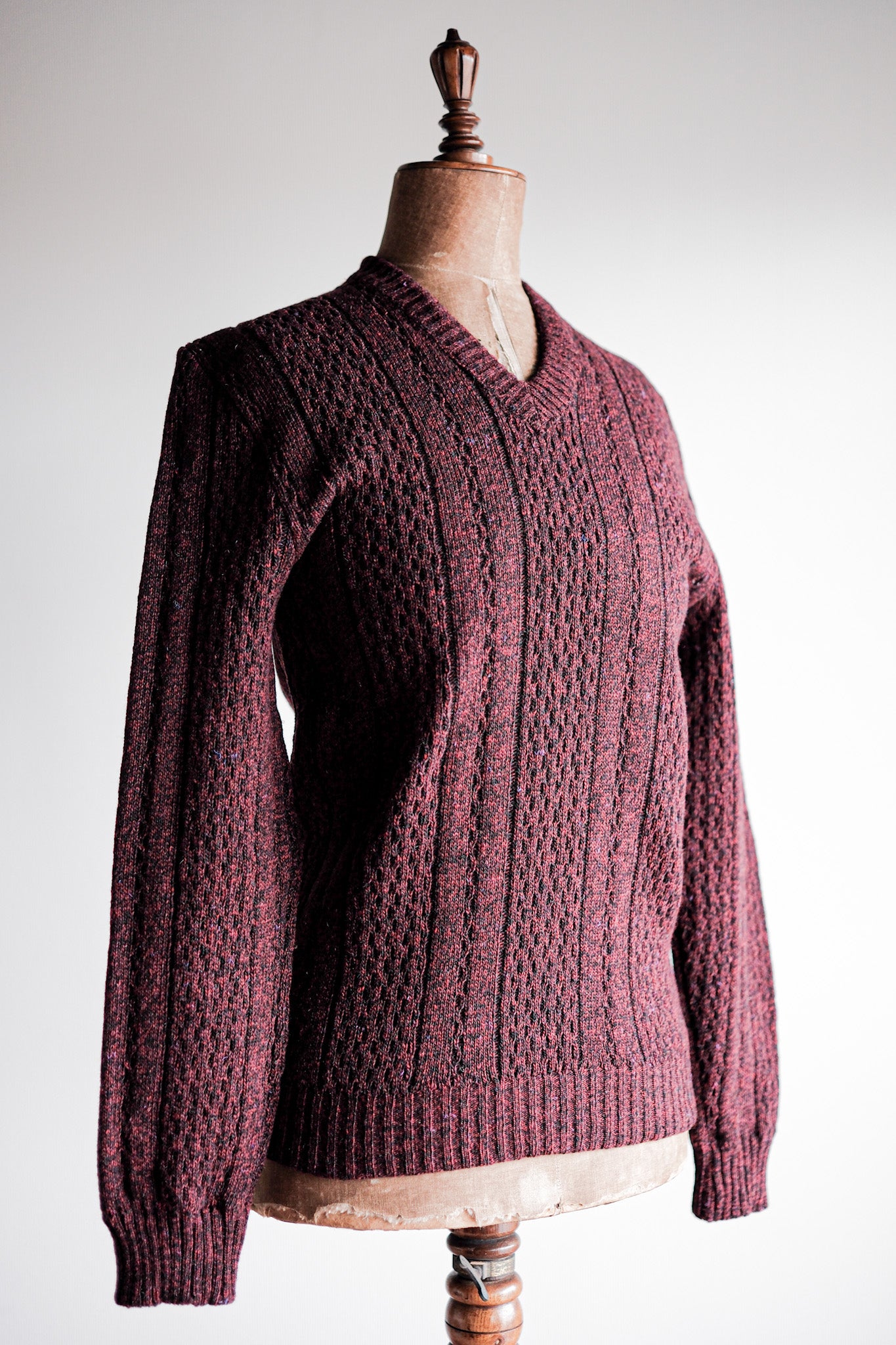 【~60's】French Vintage V-neck Wool Sweater "Dead Stock"