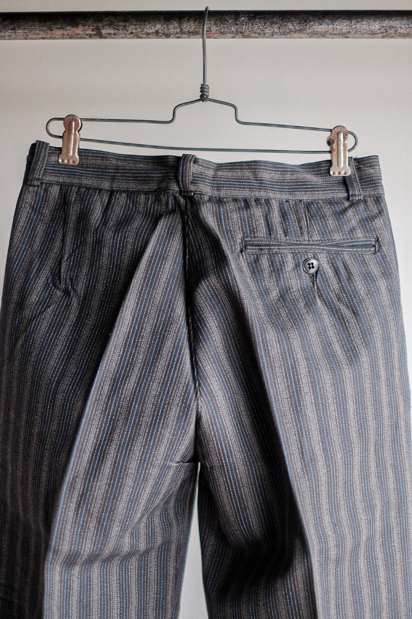 【~40's】French Vintage Cotton Striped Work Pants "Dead Stock"