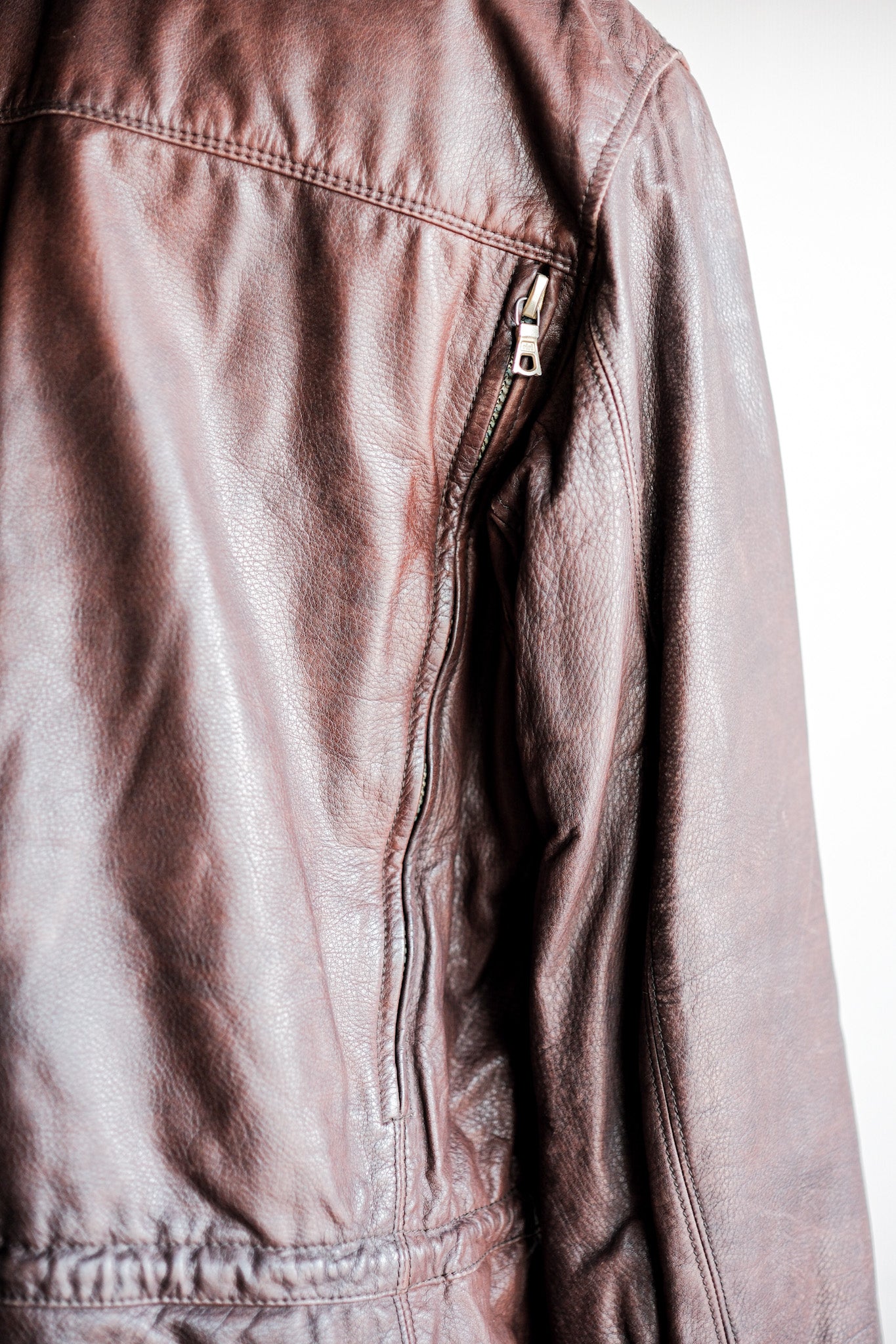 【~80's】Old GIORGIO ARMANI Aviator Style Leather Coat Size.48