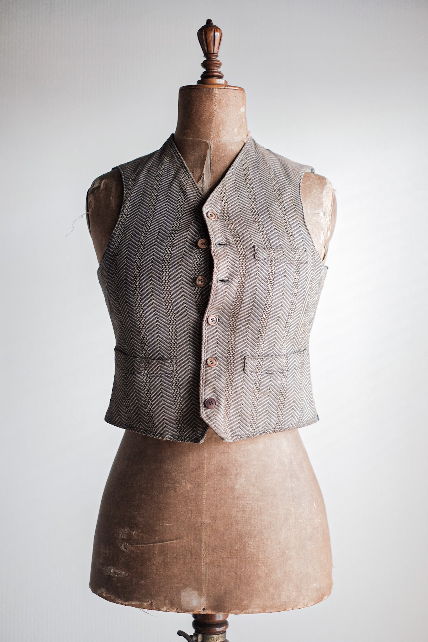 【~30's】French Vintage HBT Wool Work Gilet