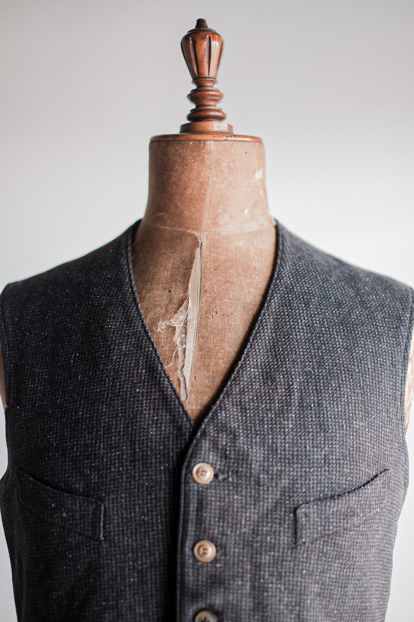 【~30's】French Vintage Gray Wool Work Gilet