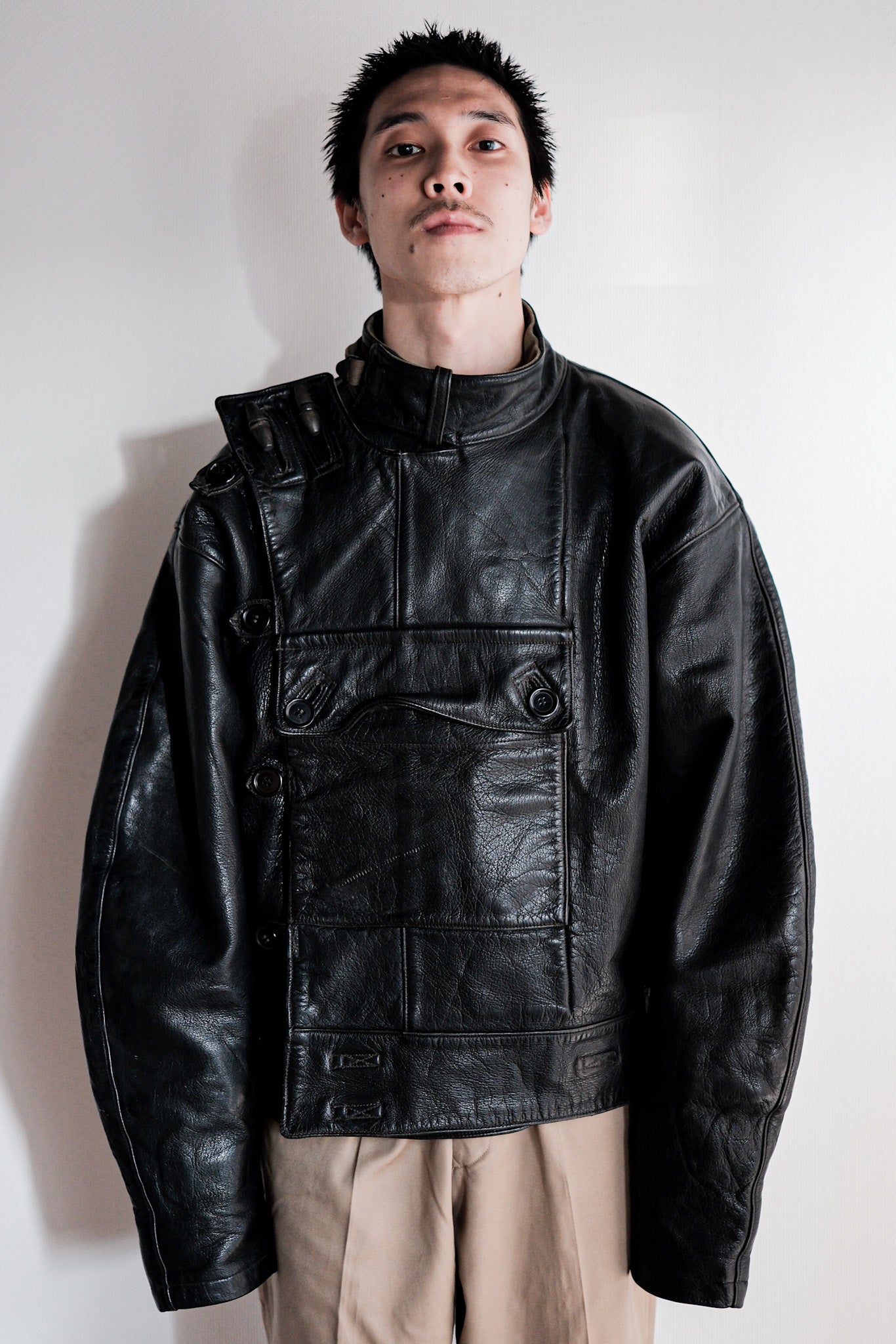 【~50's】Swedish Army Dispatch Rider Leather Motorcycle Jacket