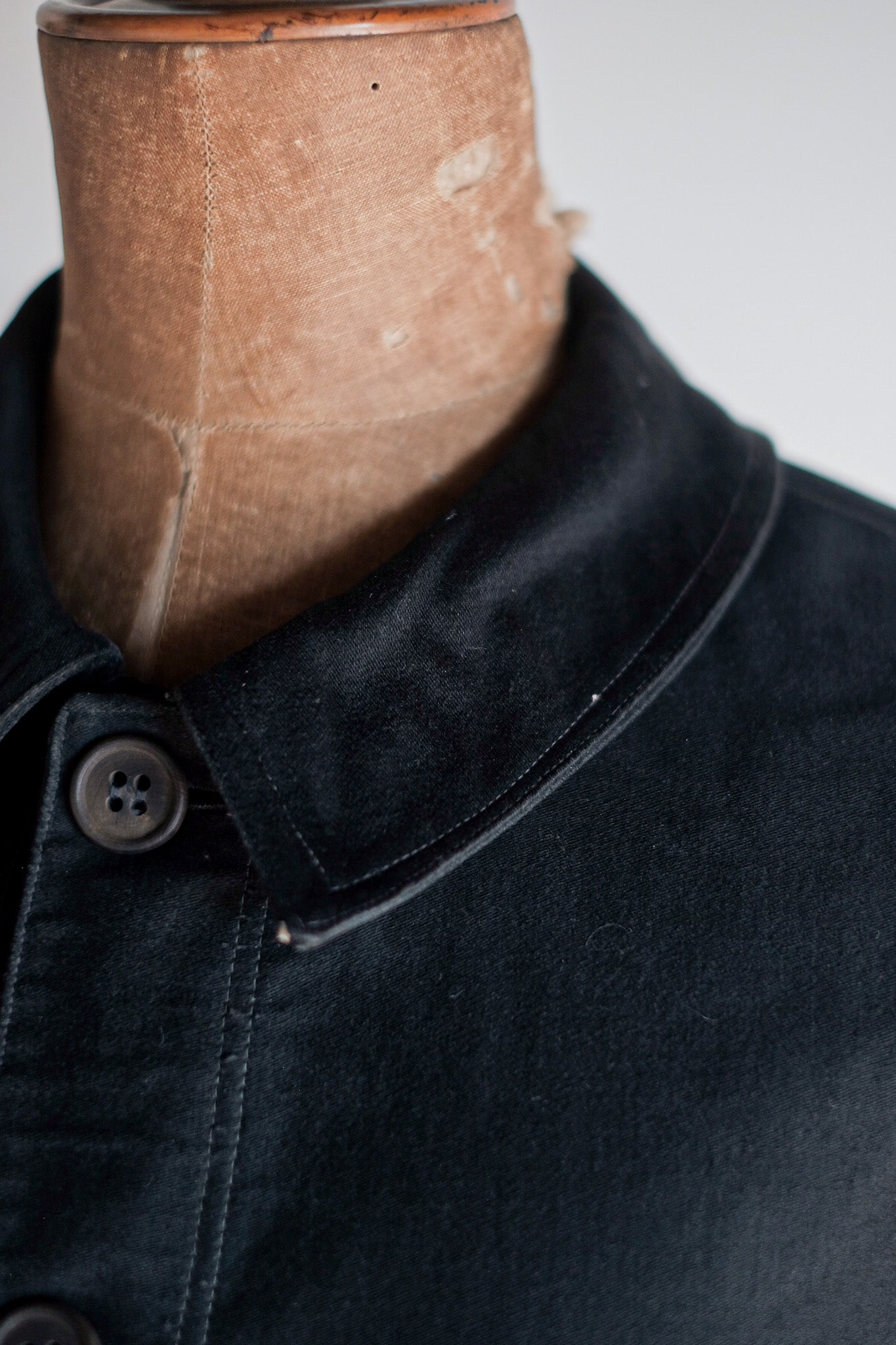 【~30's】French Vintage Black Moleskin Work Jacket