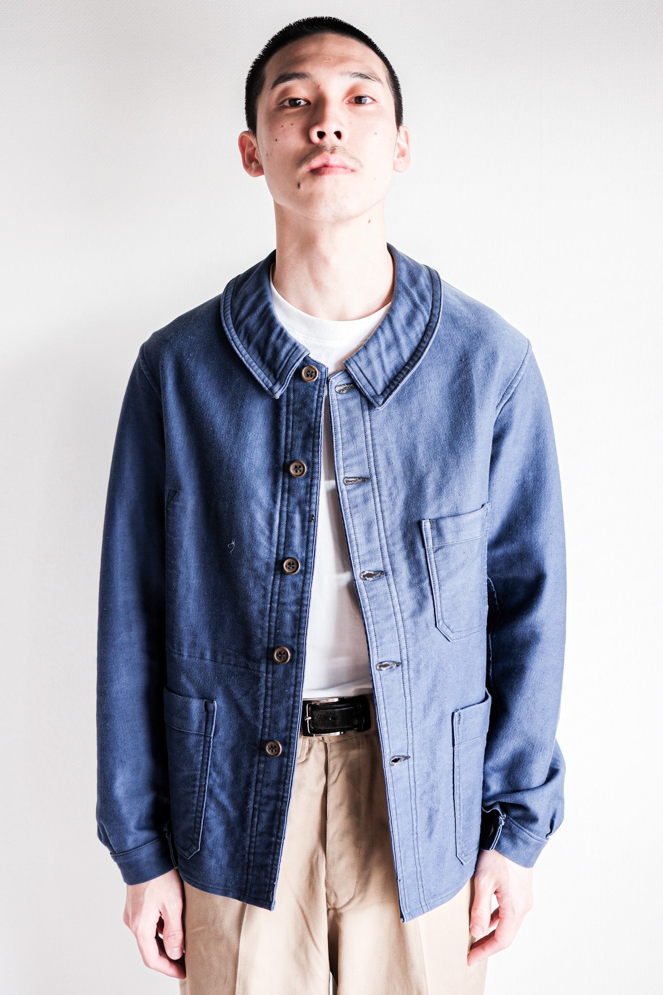 【~40's】French Vintage Blue Moleskin Work Jacket