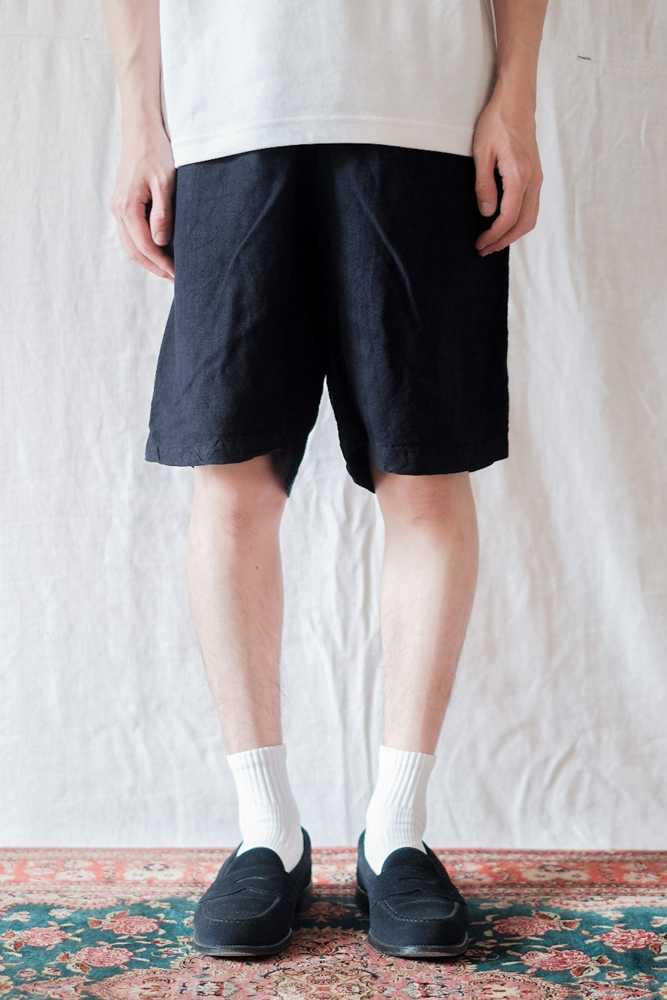 【~40's】French Vintage Indigo Linen Work Shorts