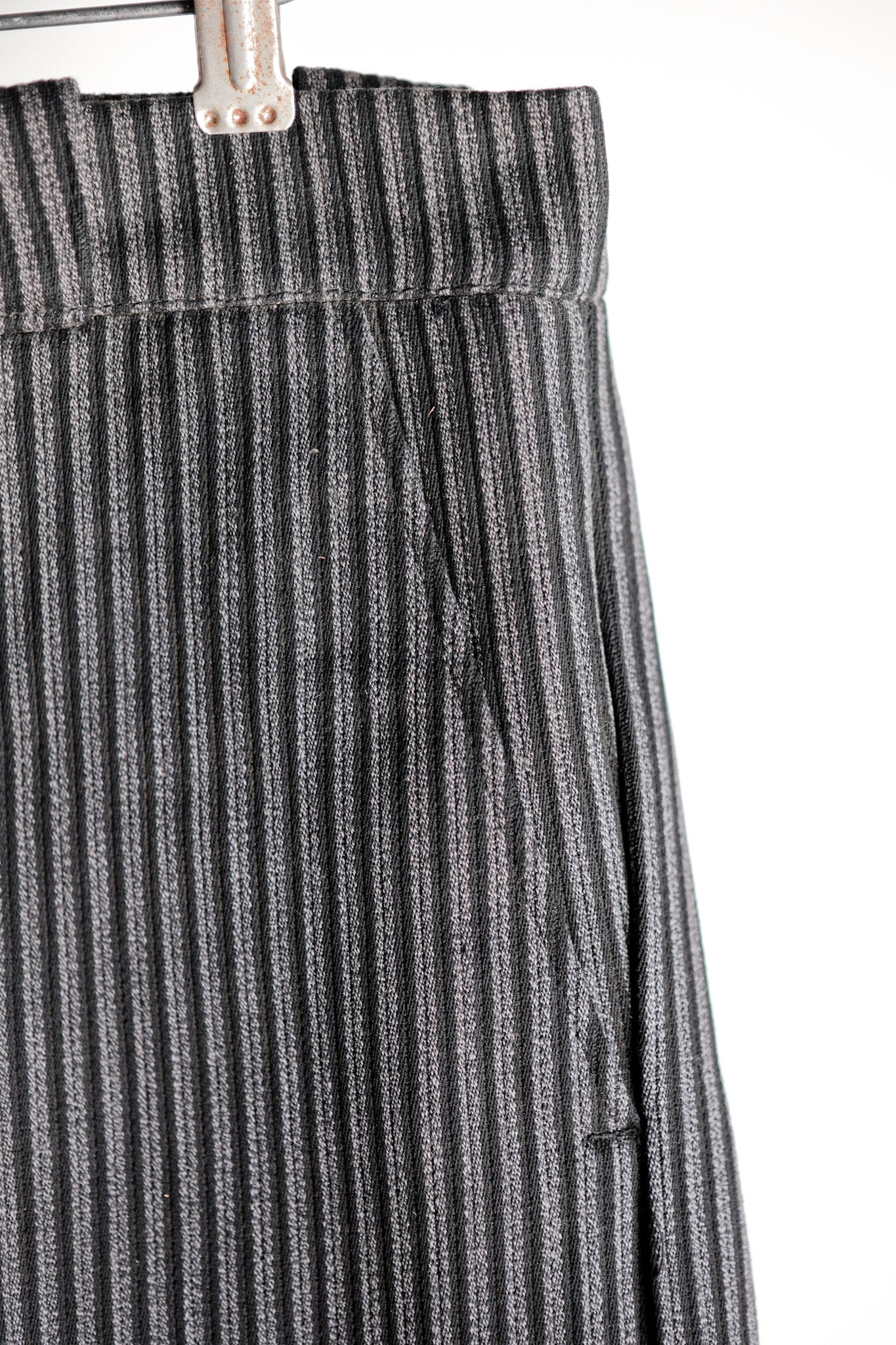 【~50's】French Vintage Cotton Striped Work Pants "Dead Stock"