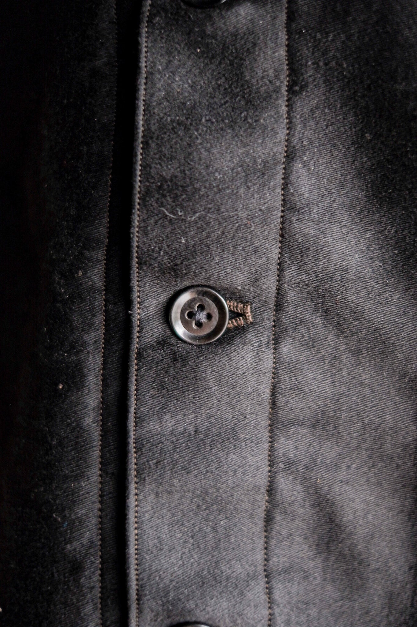 【~20's】French Vintage Black Moleskin Work Jacket "6 Buttons" "Dead Stock"
