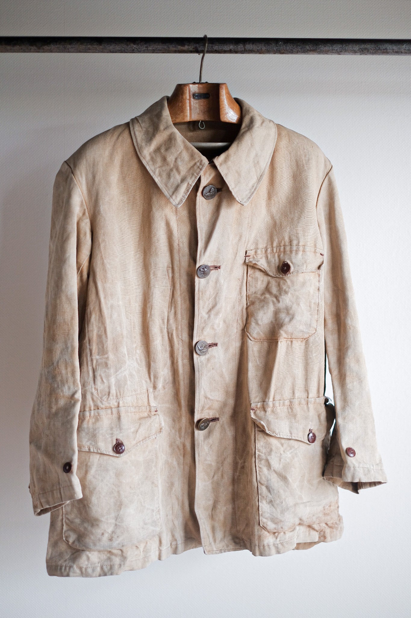 【~30's】French Vintage Linen Hunting Jacket
