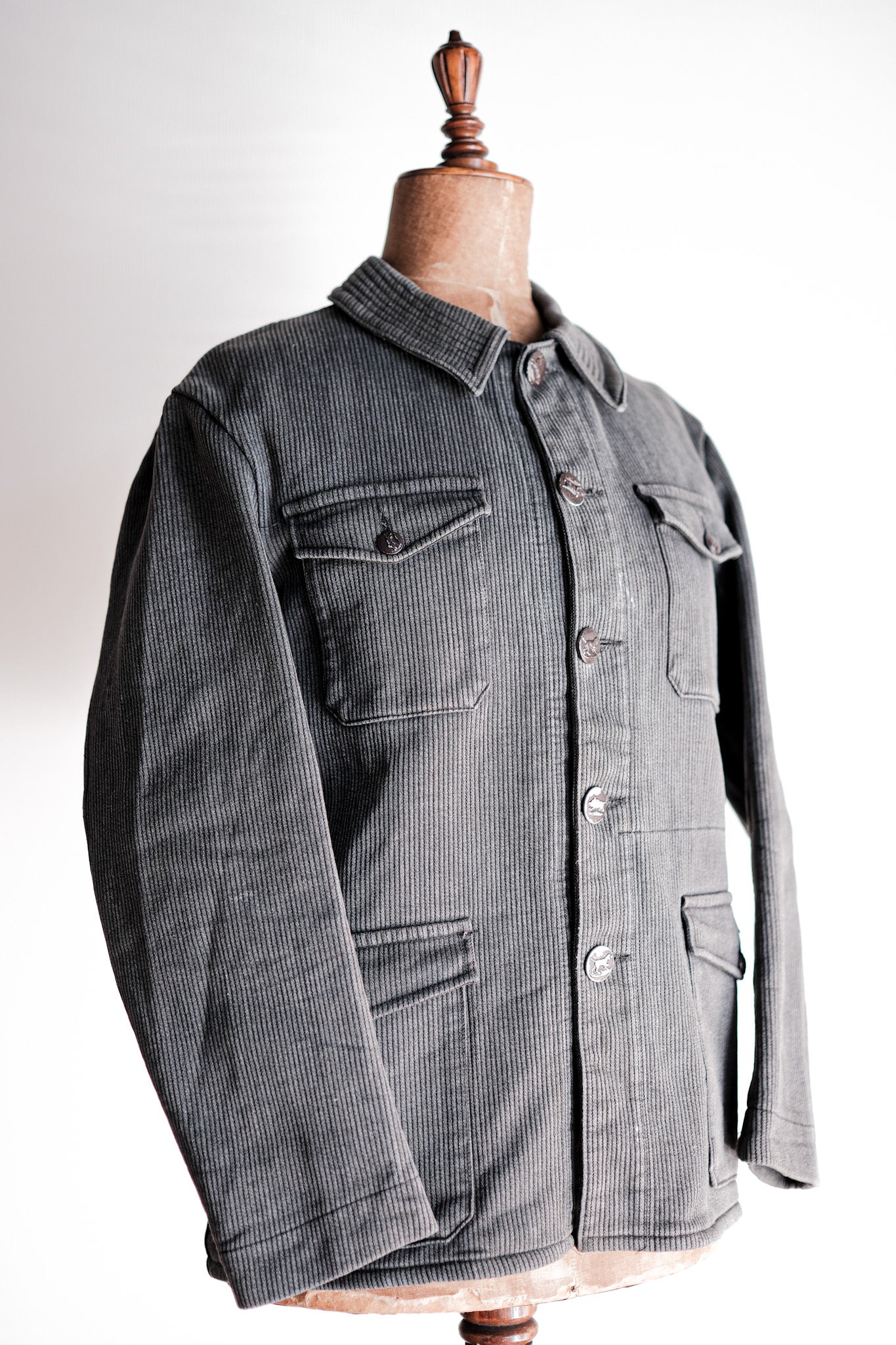 【~50's】French Vintage Gray Cotton Pique Hunting Jacket