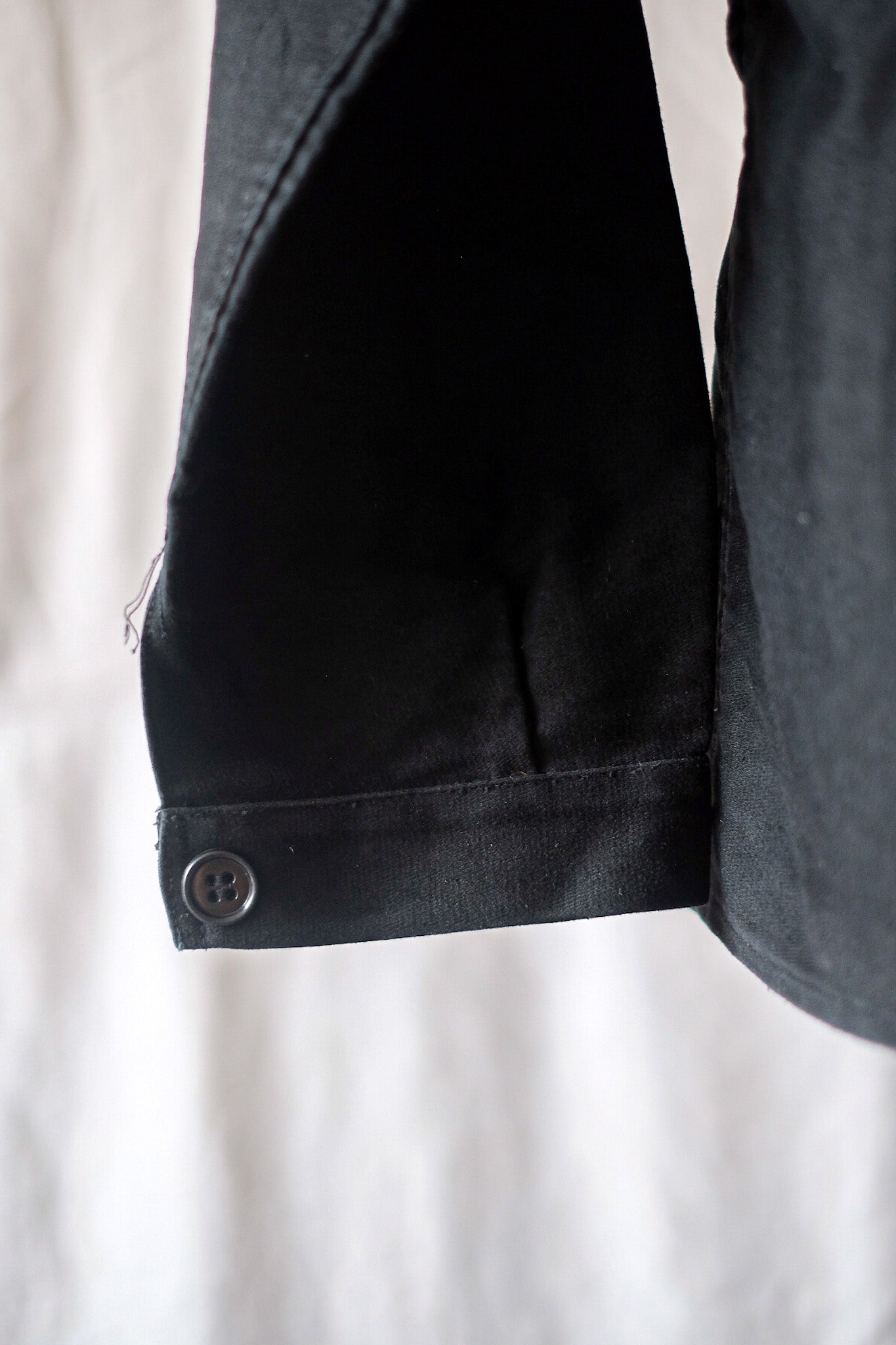 【~40's】French Vintage "Le Mont St. Michel" Black Moleskin Work Jacket