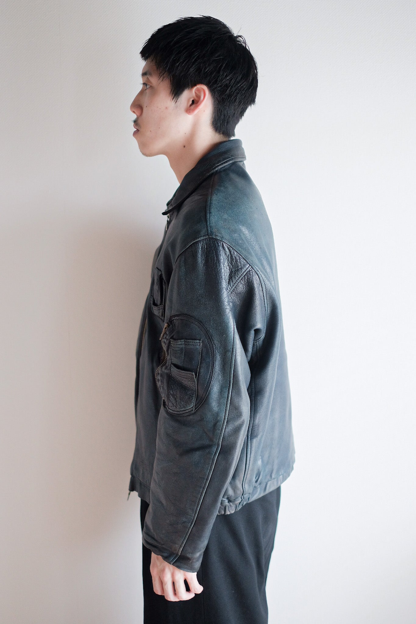 【~80's】French Air Force Pilot Leather Jacket