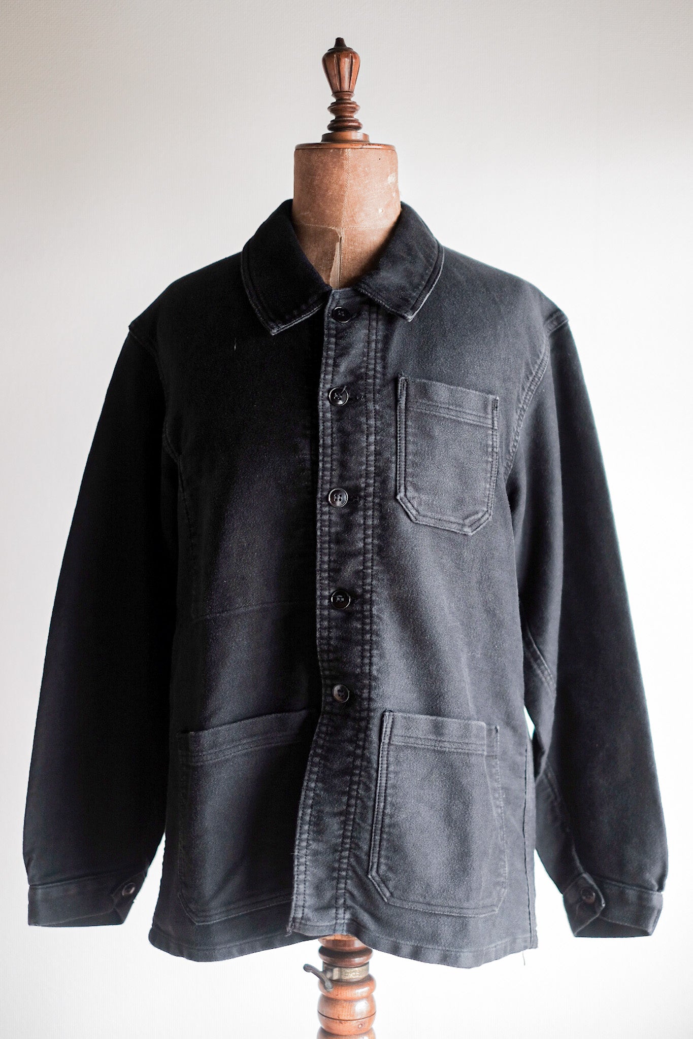 【~50's】French Vintage Black Moleskin Work Jacket