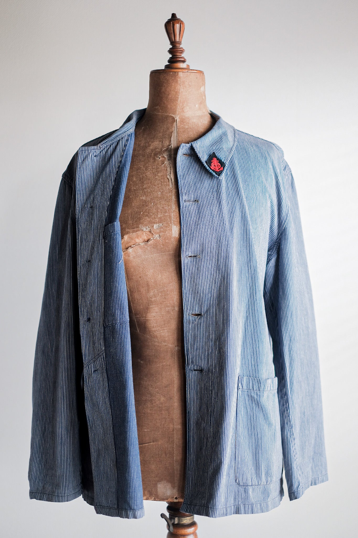 【~50's】French Vintage Cotton Striped Work Jacket "CGT"