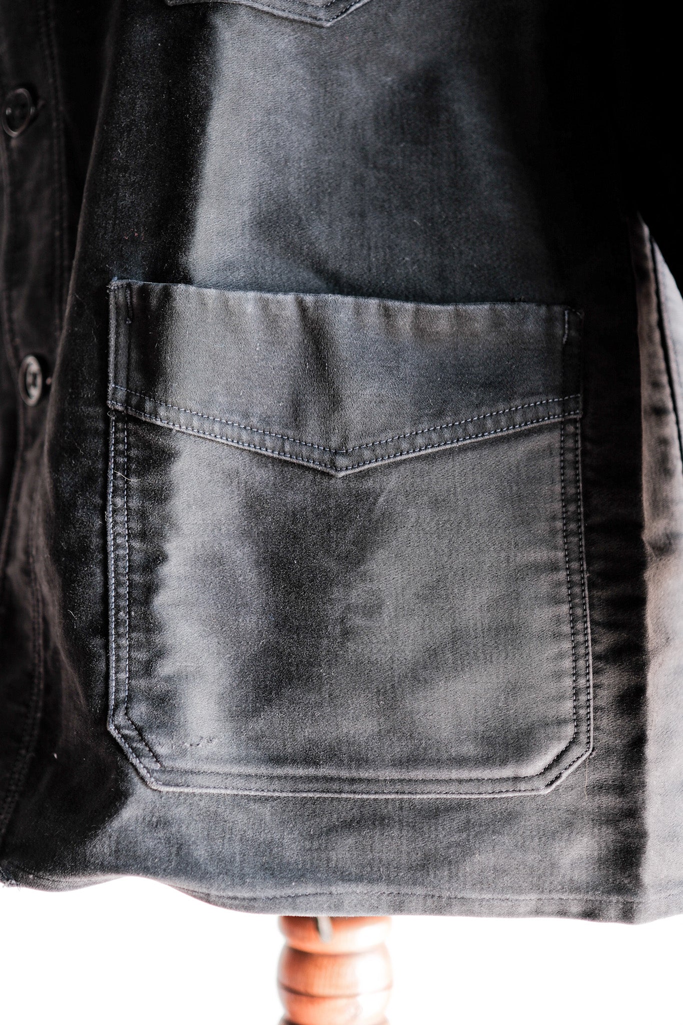 【~40's】French Vintage Black Moleskin Work Jacket "Le Mont St. Michel"