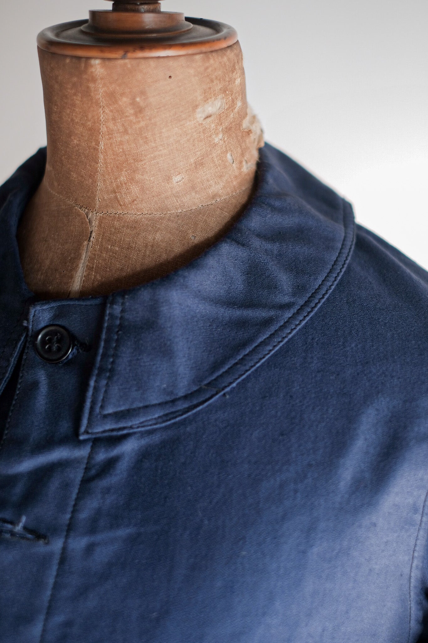 【~30's】French Vintage Blue Moleskin Work Jacket "Dead Stock"